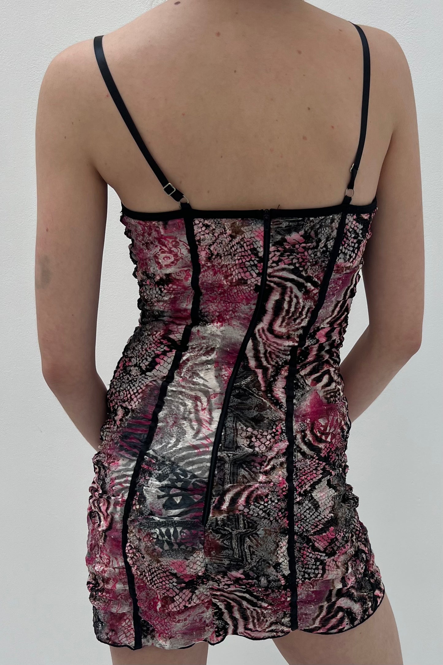 Vintage Pink Melange Lace Mini Dress