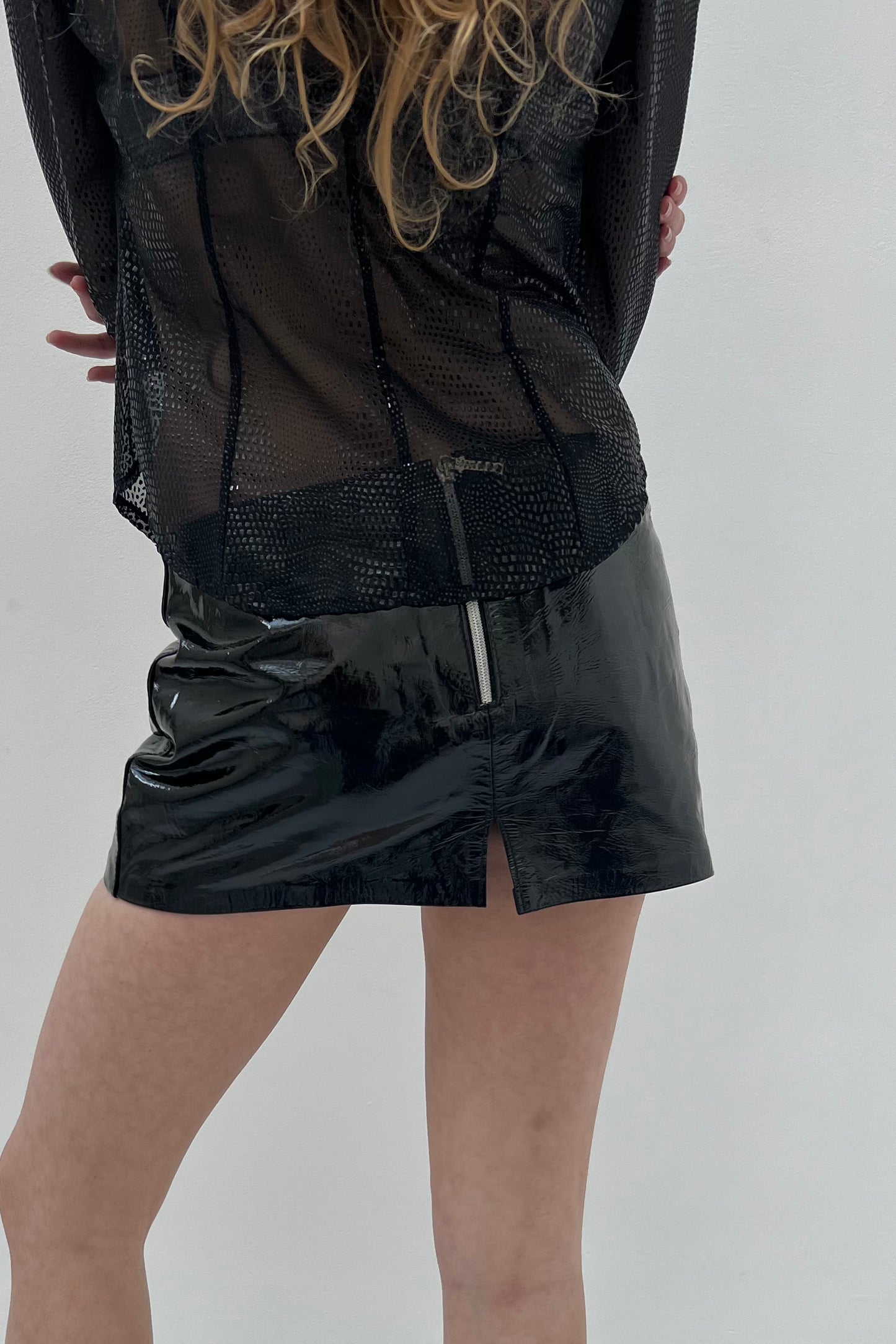 Vintage Black Patent Leather Mini Skirt