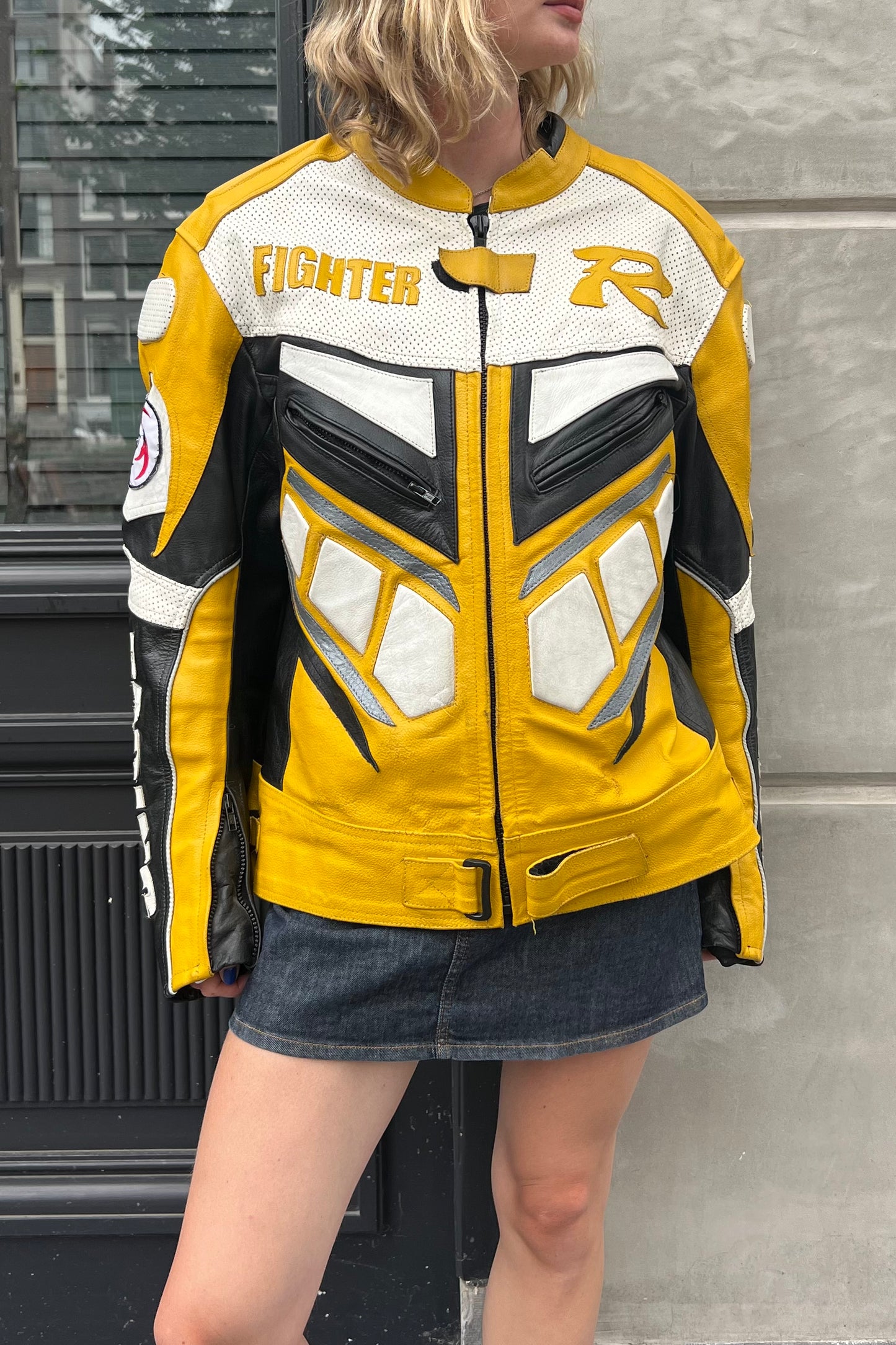 Vintage Yellow Fighter Leather Jacket