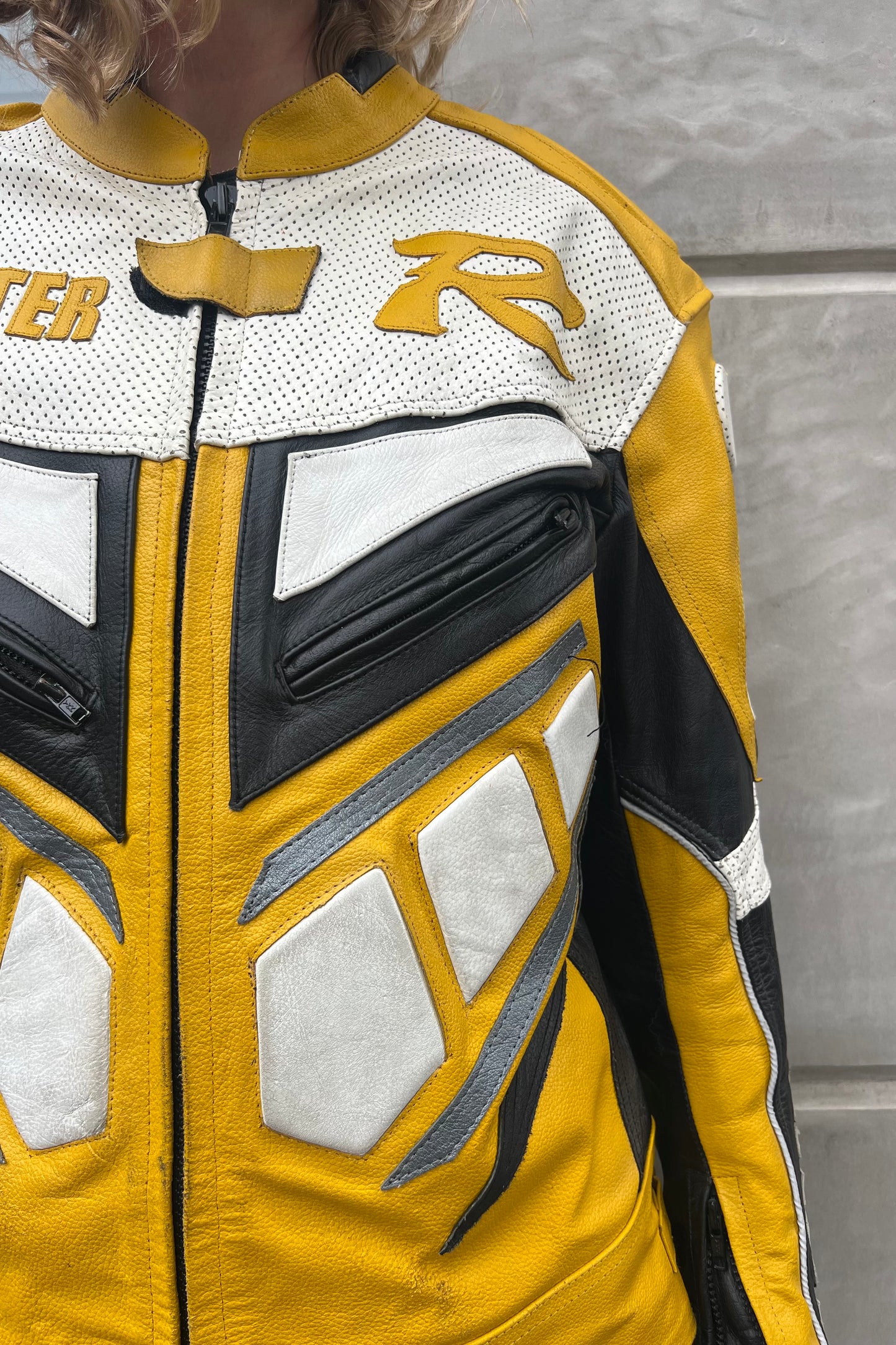 Vintage Yellow Fighter Leather Jacket