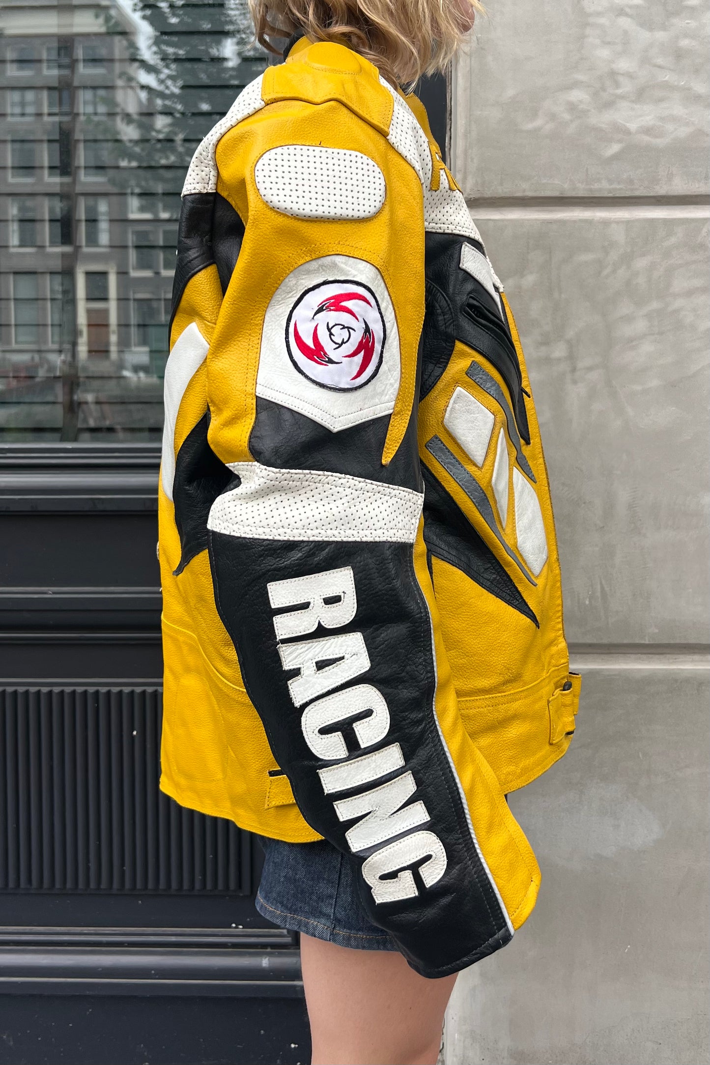 Vintage Yellow Fighter Leather Jacket