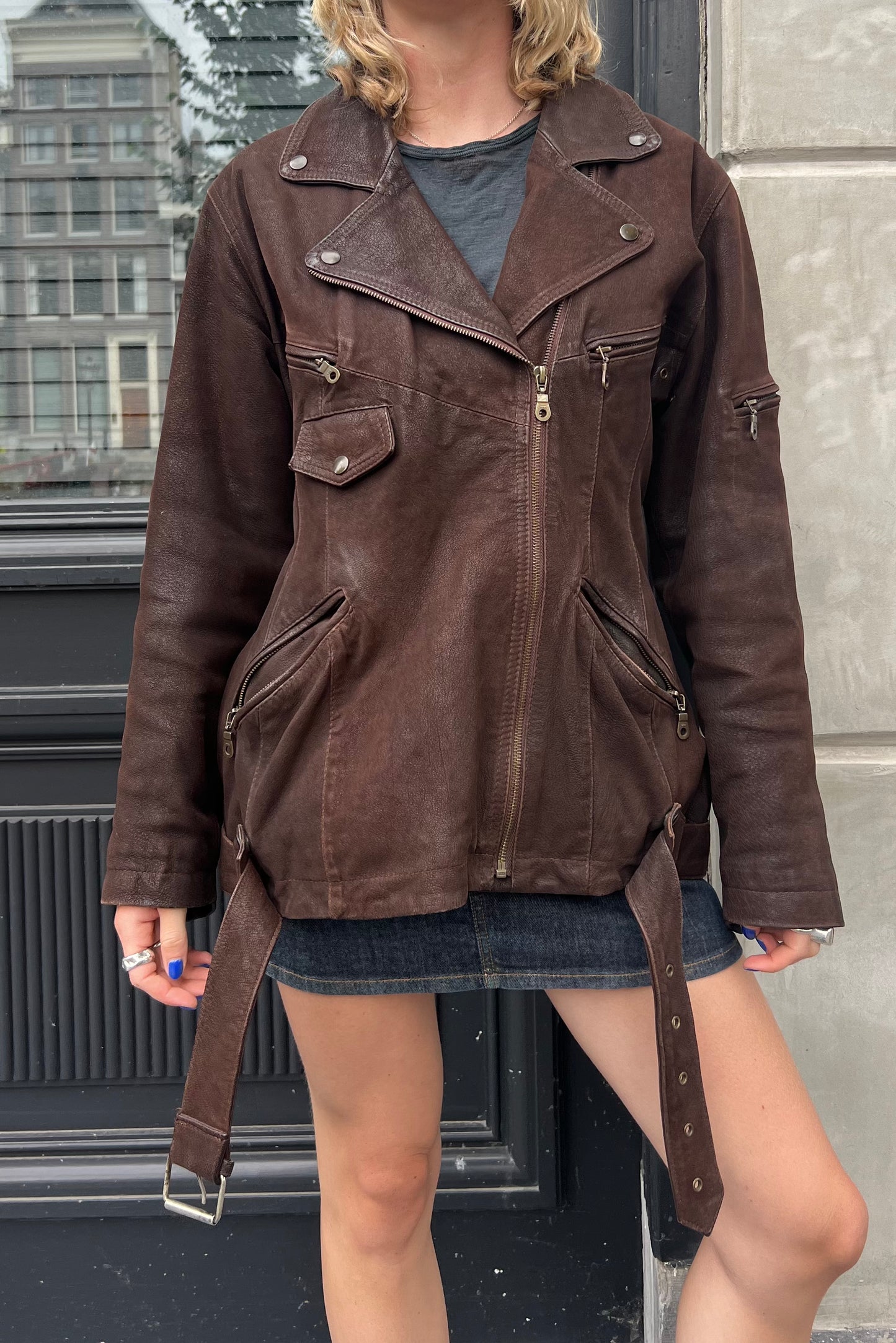 Vintage Zino & Judy Chocolate Leather Biker Jacket