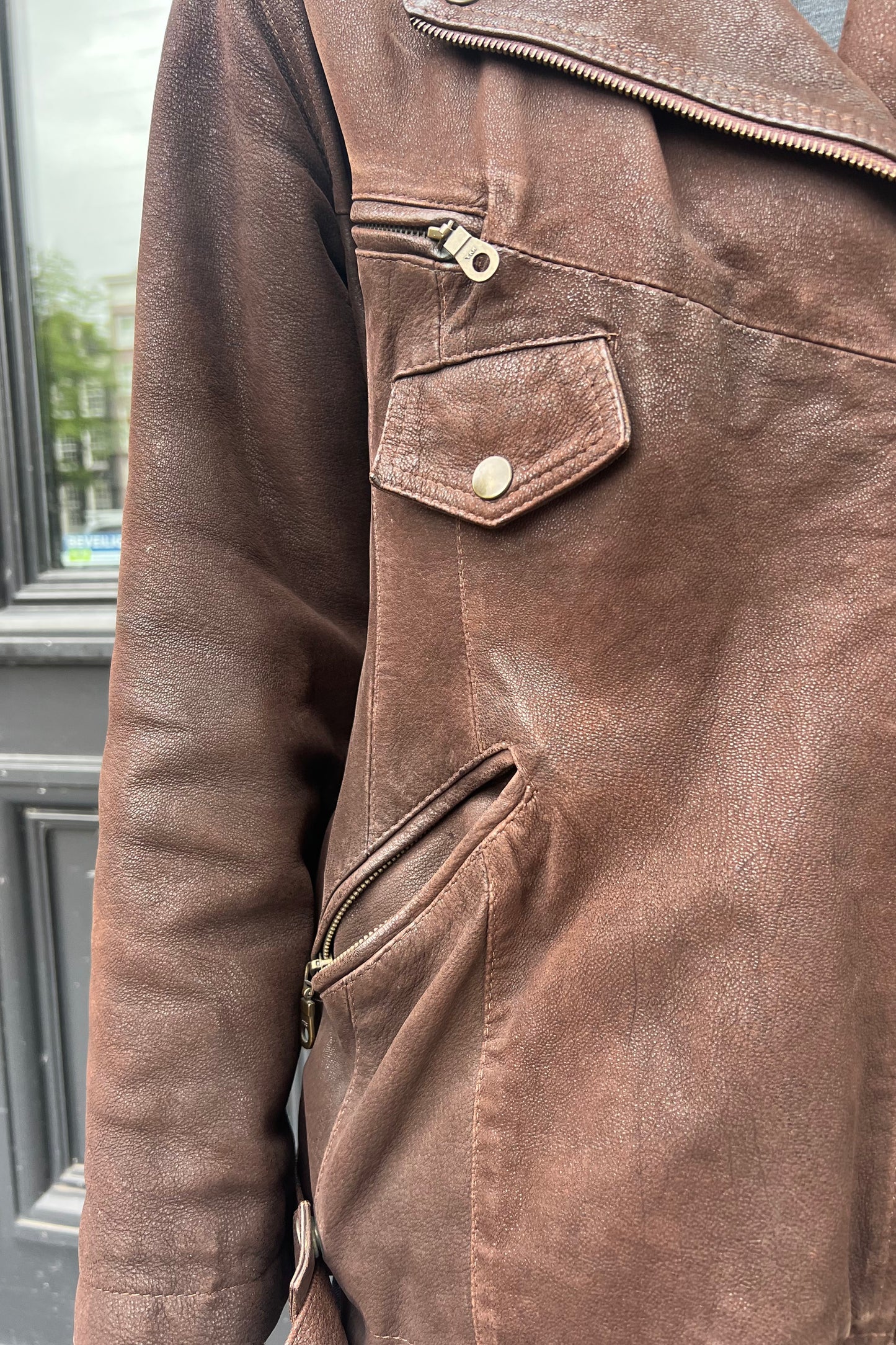 Vintage Zino & Judy Chocolate Leather Biker Jacket