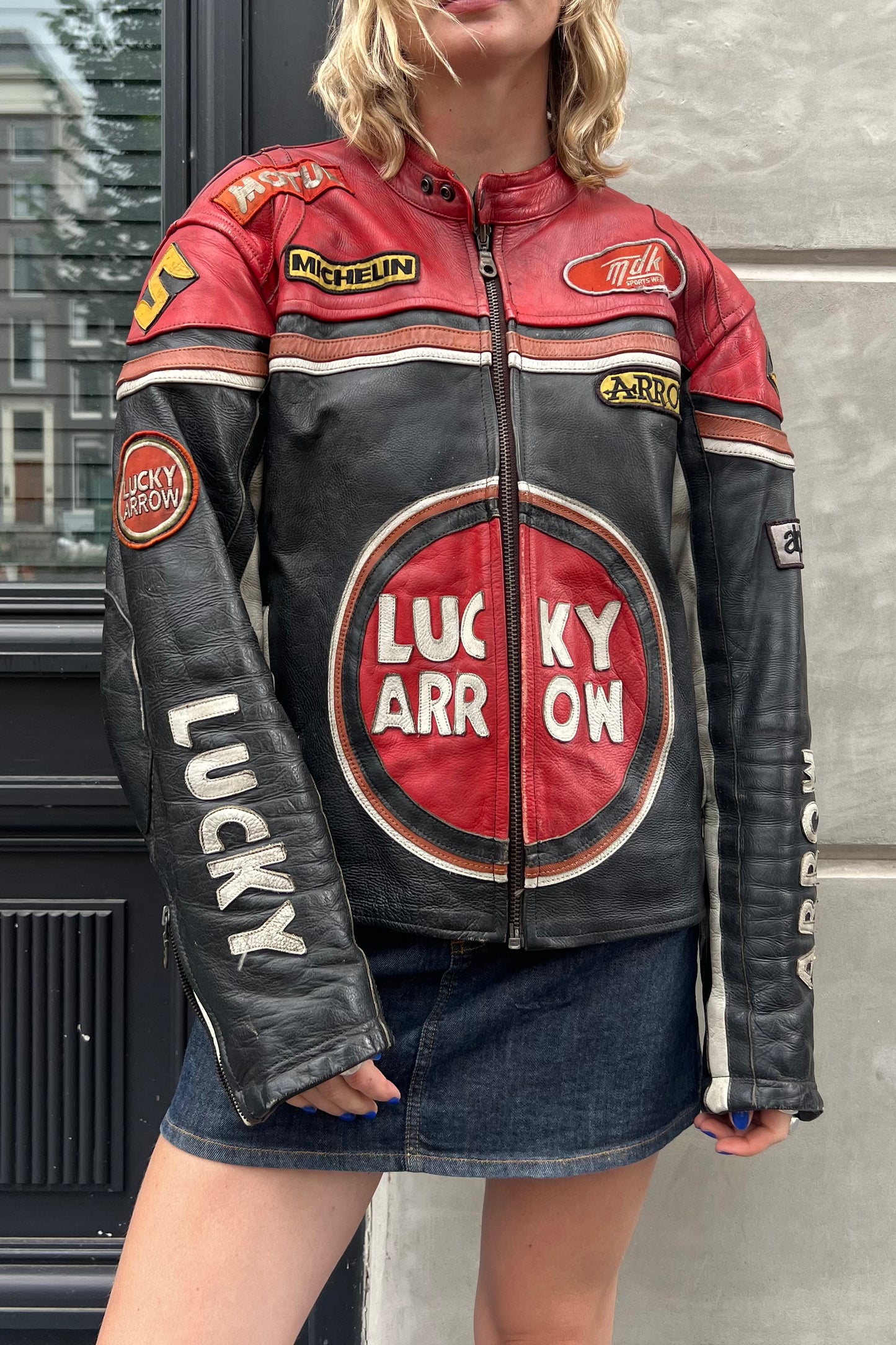 Vintage Lucky Arrow Leather Motor Jacket -