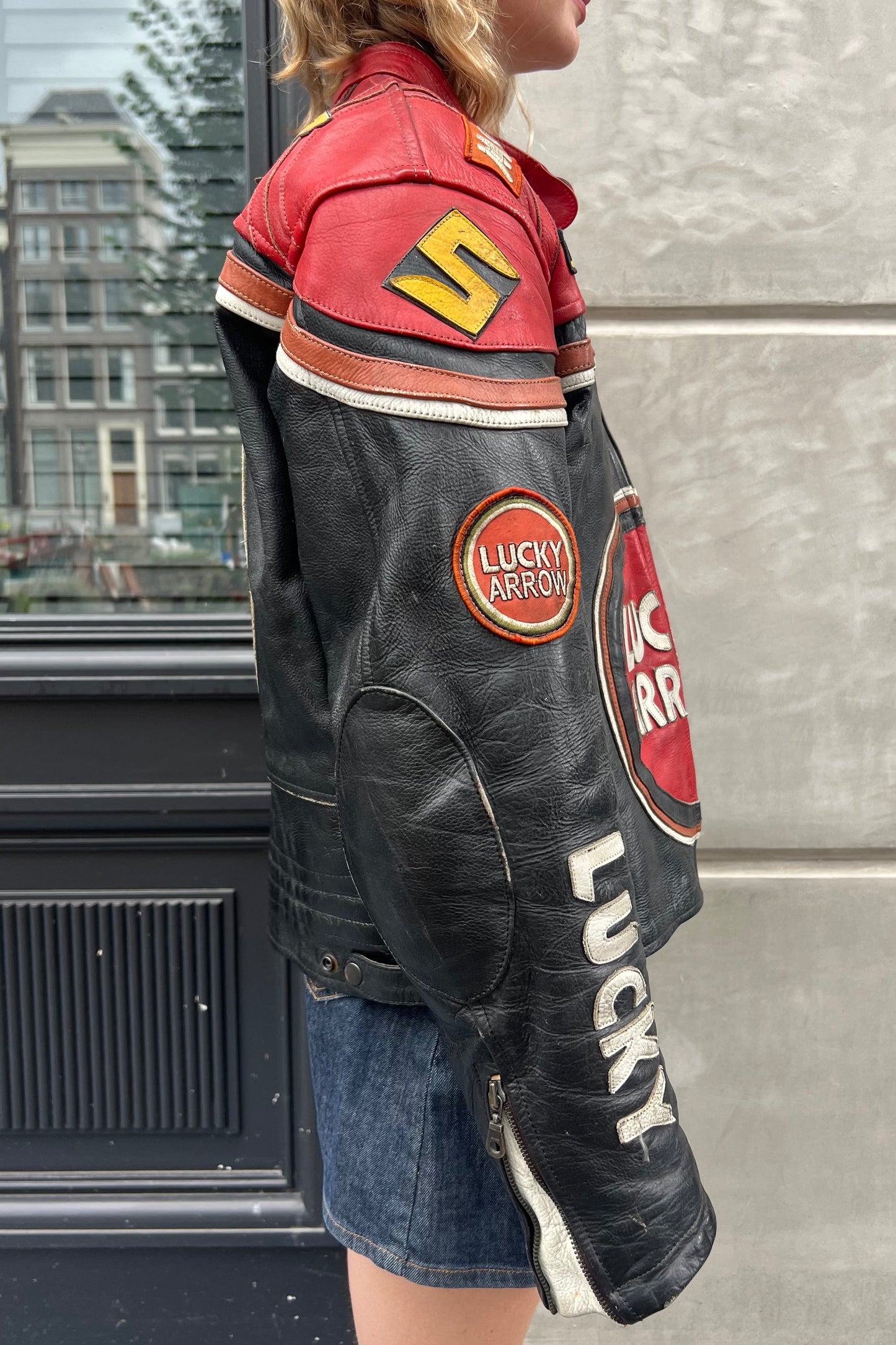 Vintage Lucky Arrow Leather Motor Jacket -