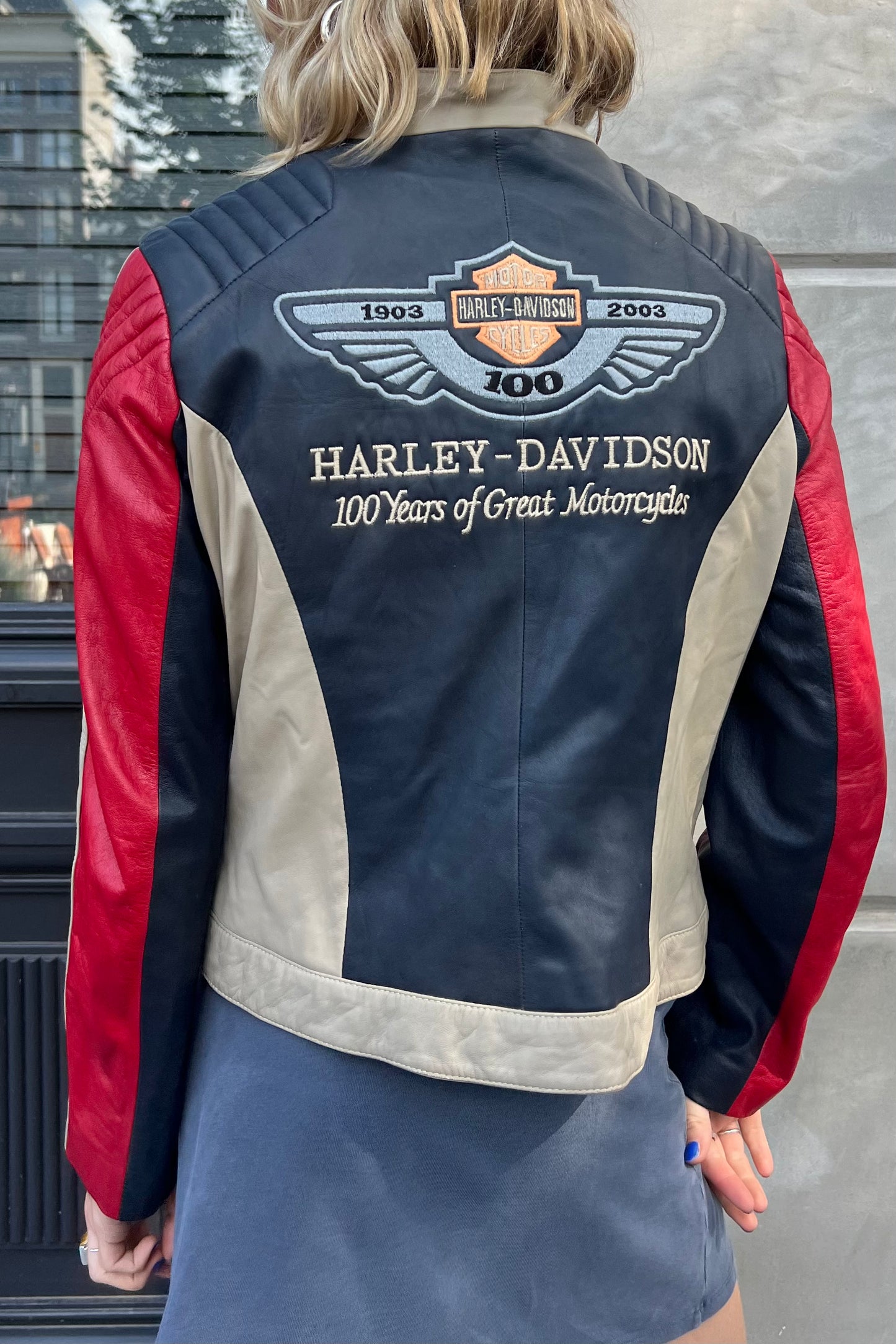 Vintage Harley Davidson Leather Fitted Biker Jacket
