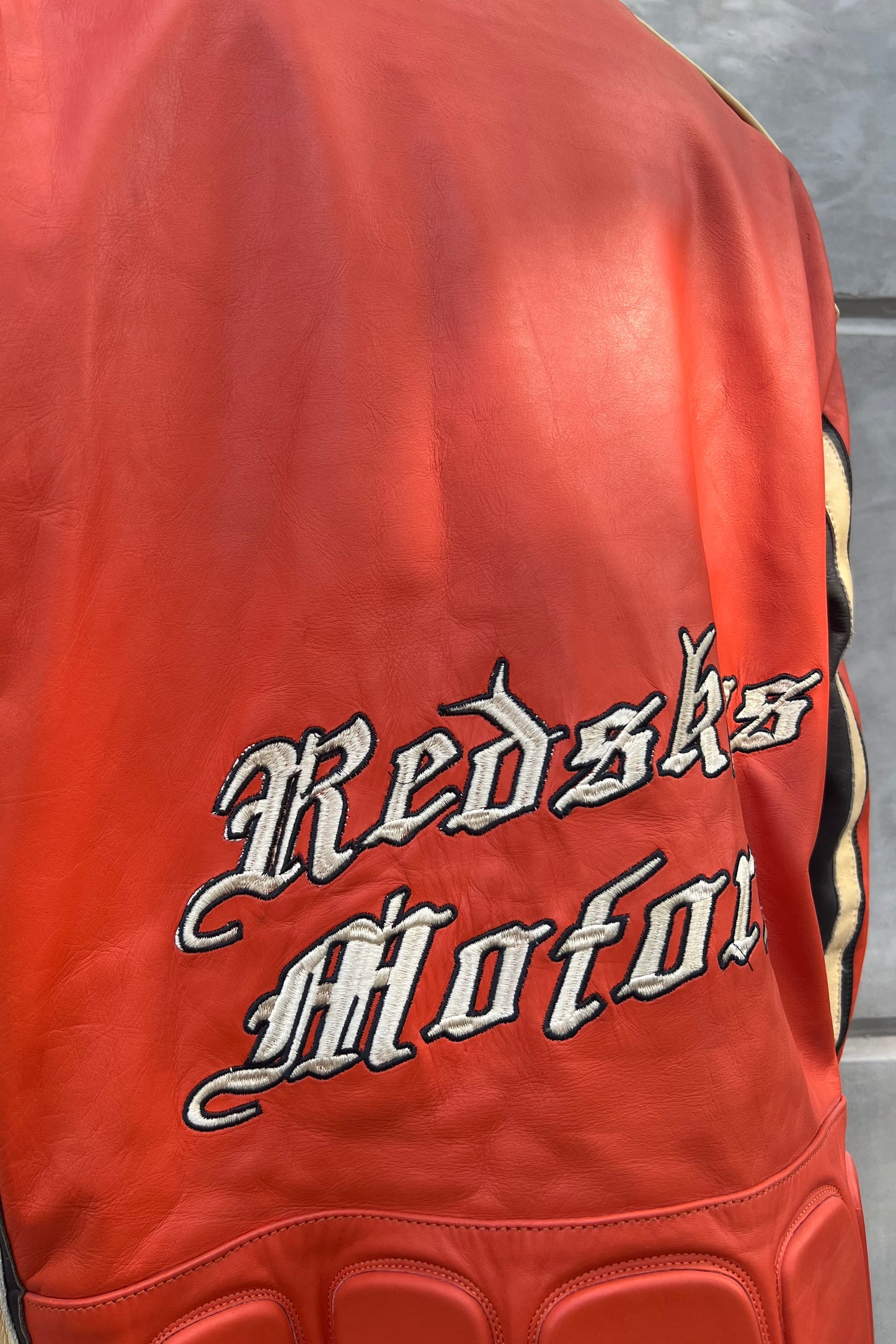 Vintage Redskins Orange Leather Biker Jacket -