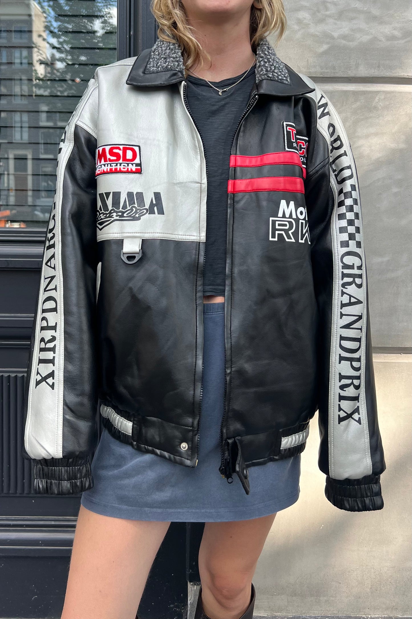 Vintage Leather Xir Vegan Leather Racing Jacket