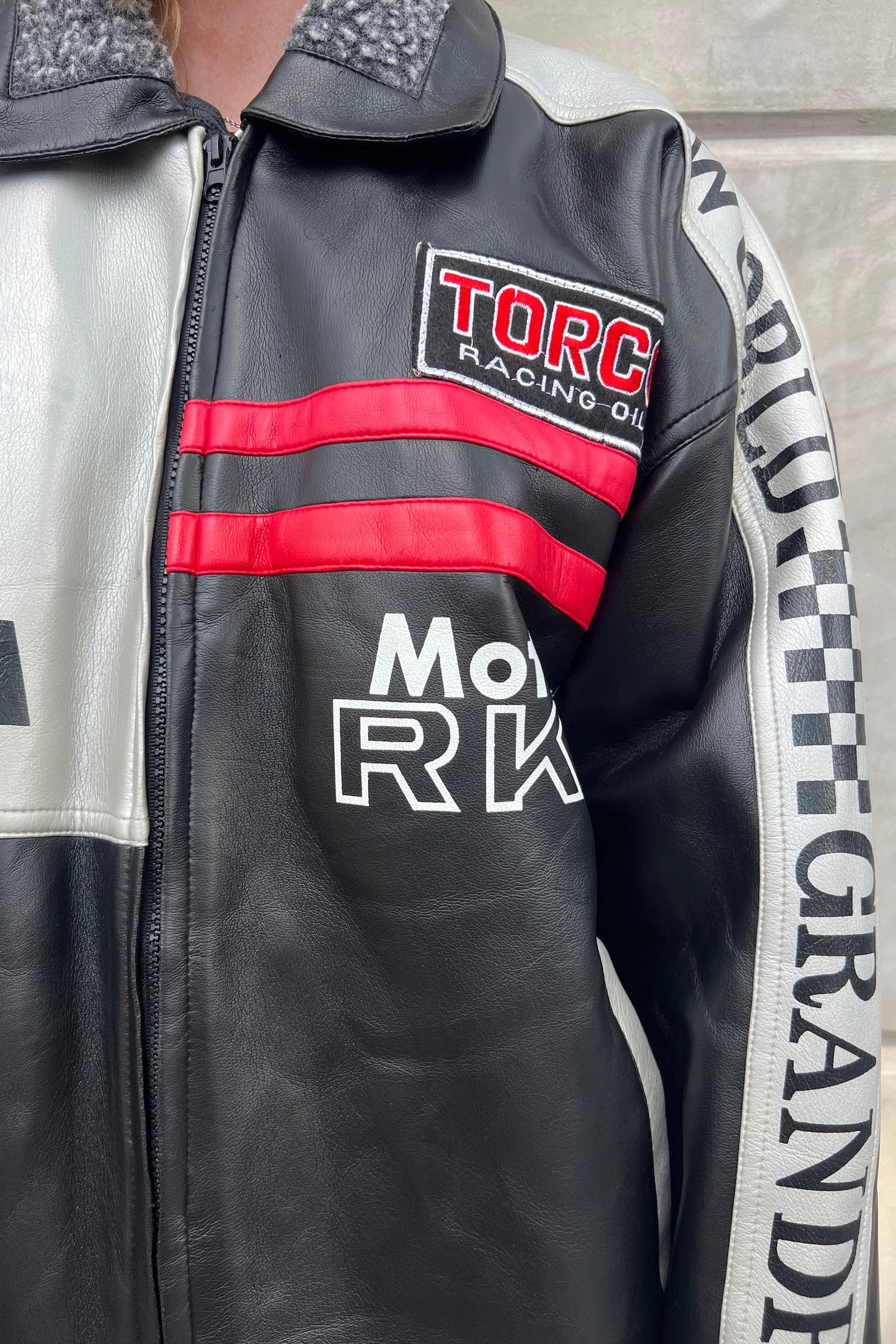Vintage Leather Xir Vegan Leather Racing Jacket