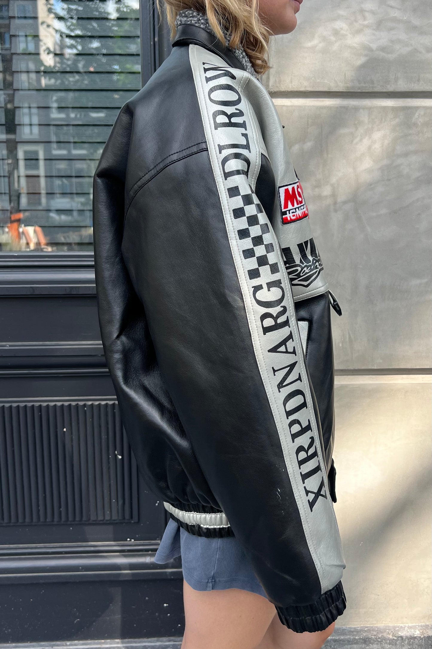 Vintage Leather Xir Vegan Leather Racing Jacket