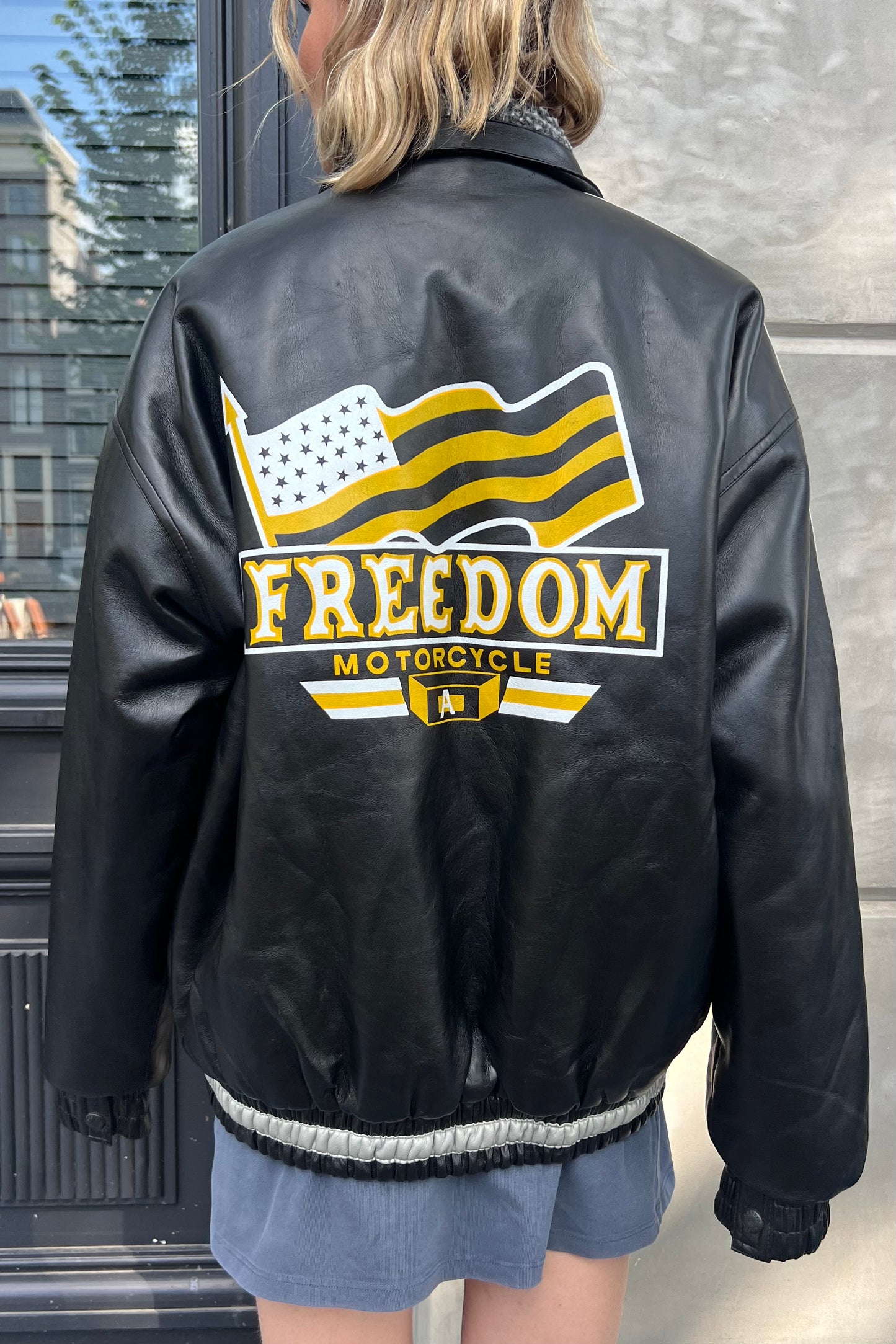 Vintage Leather Xir Vegan Leather Racing Jacket