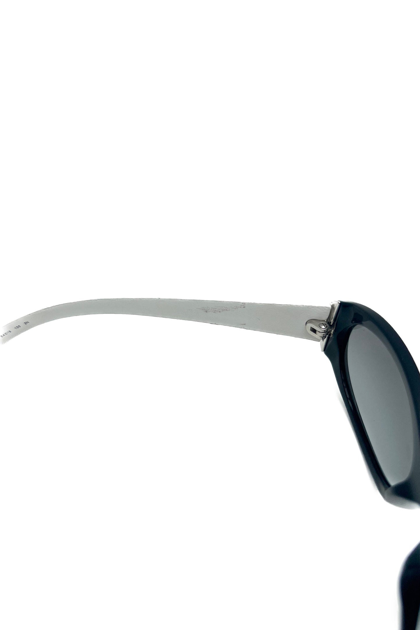 Vintage Black Oval Leather White Arms Sunglasses