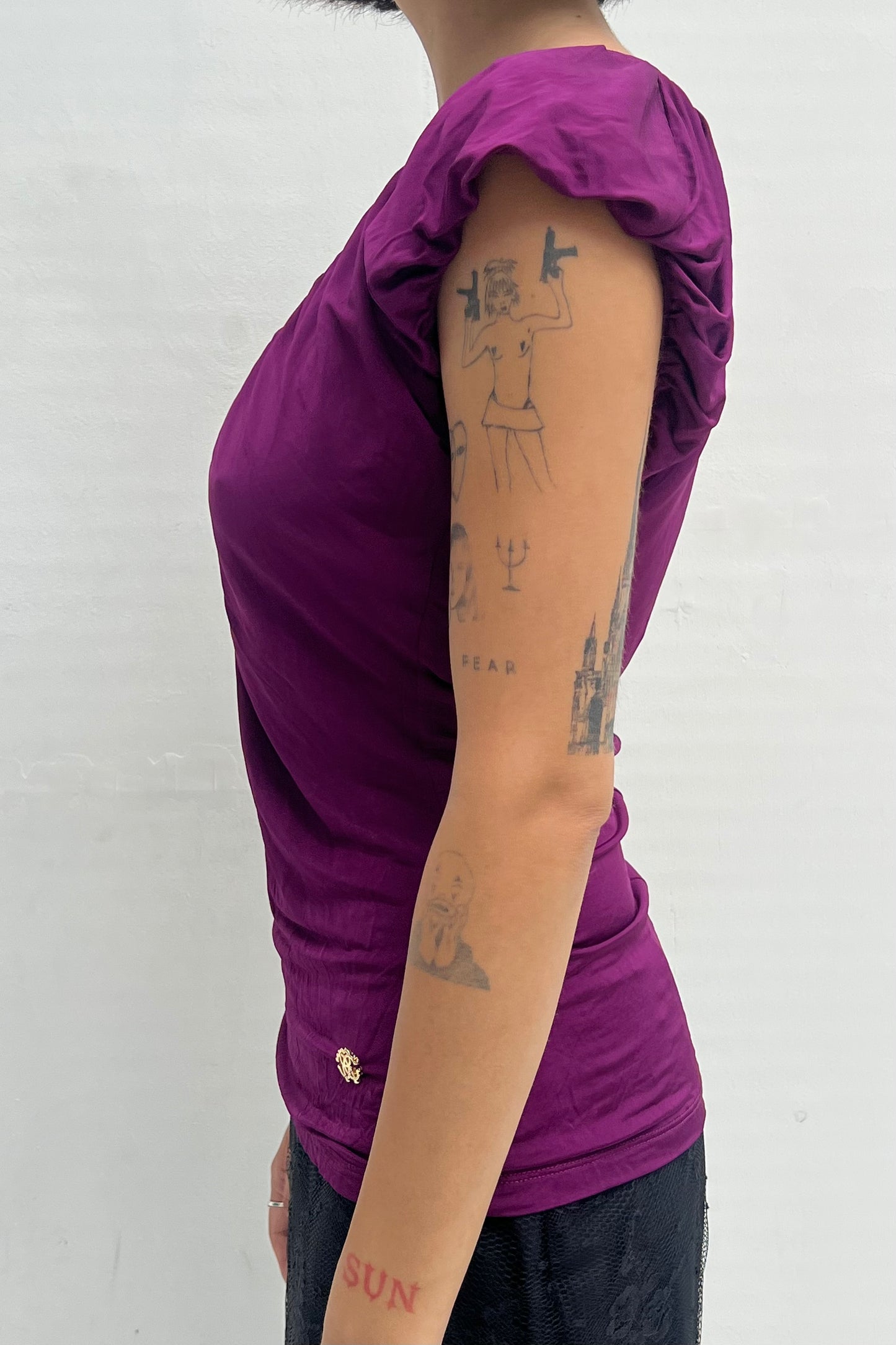 Vintage Purple Double Layered Ruched Top