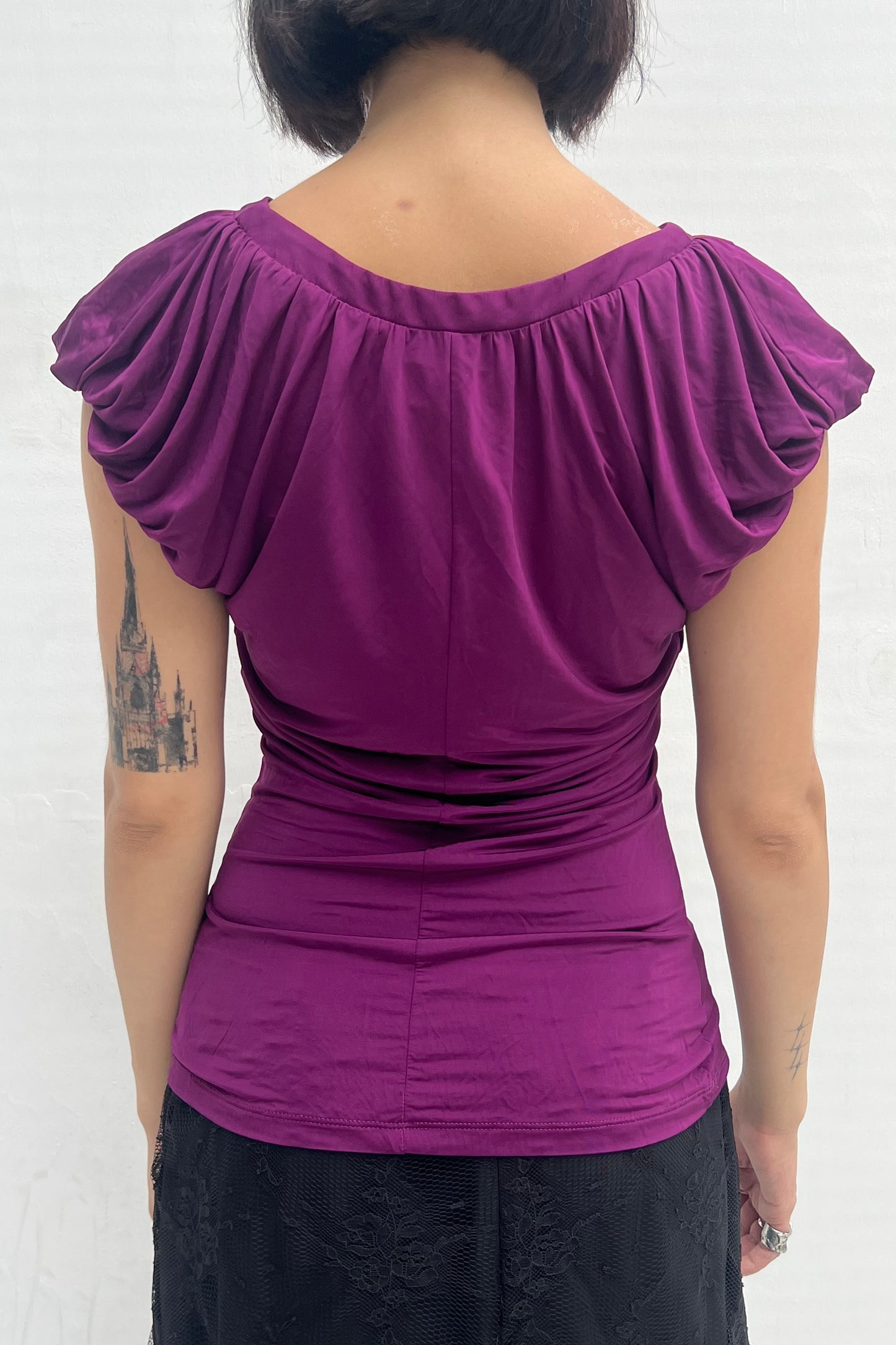 Vintage Purple Double Layered Ruched Top