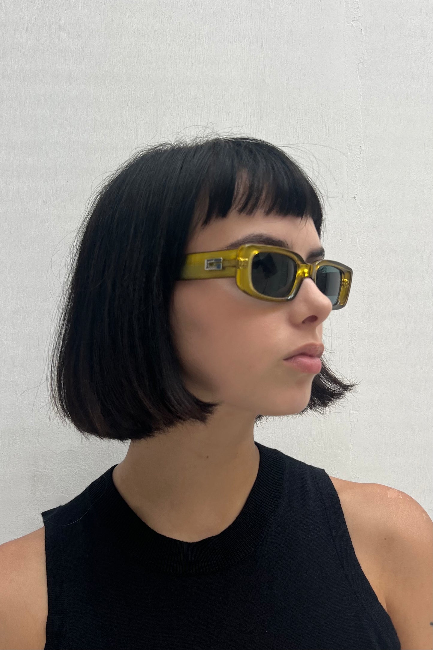 Vintage Olive Rectangular Classic Sunglasses