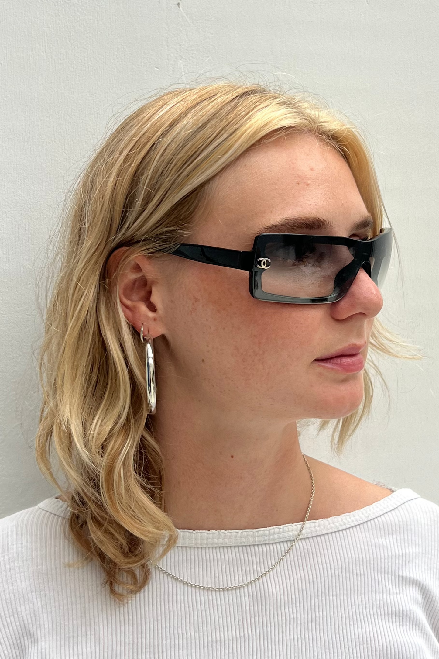 Vintage Black Gradient Rectangular Mask Sunglasses
