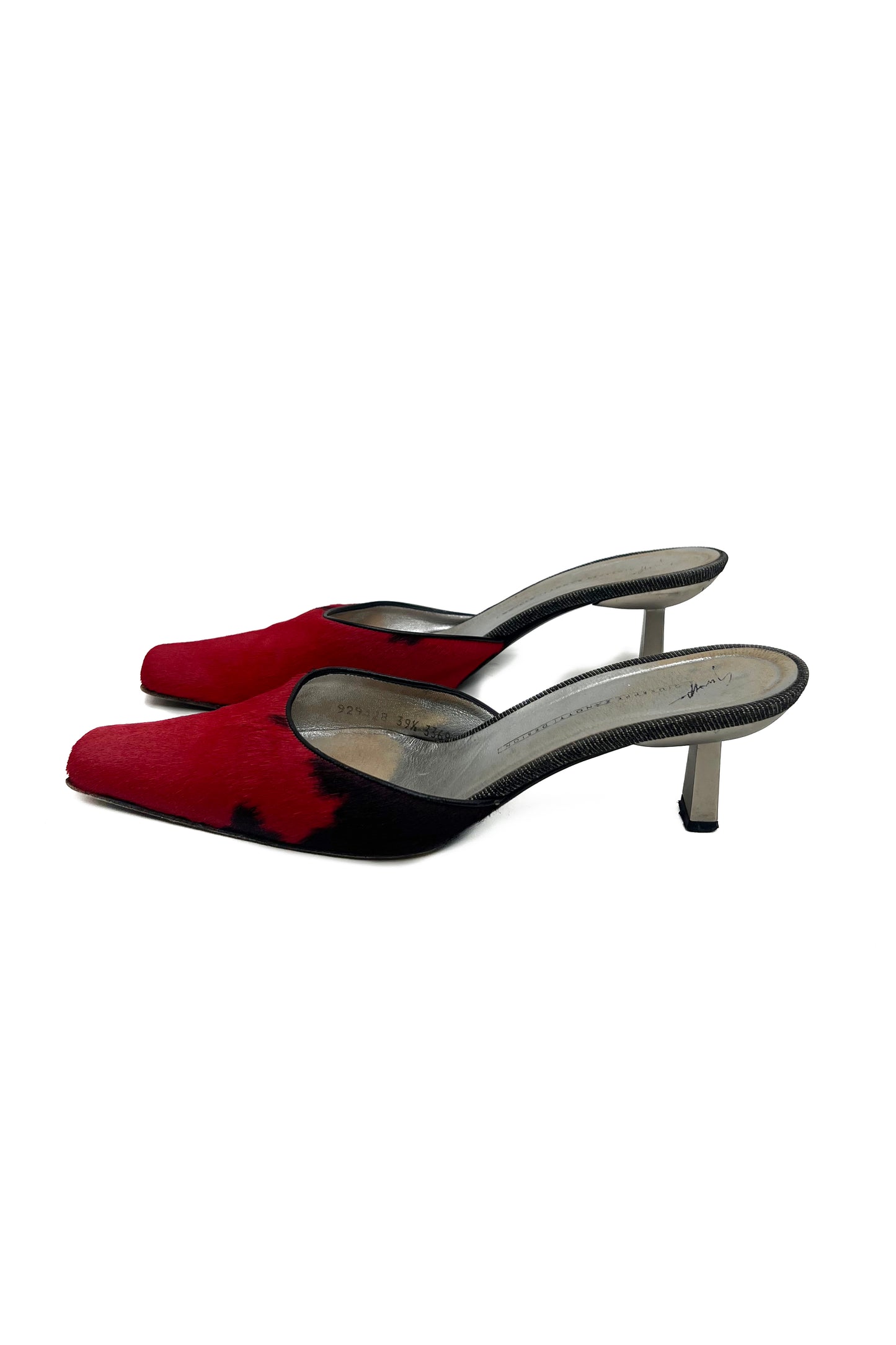 Vintage Red Ponyhair Mules 39,5