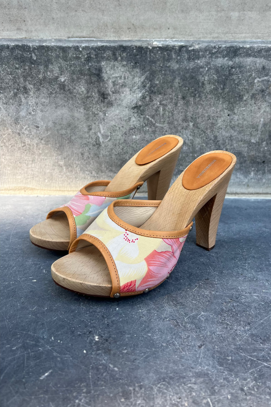 Vintage Floral Clog Heels 39