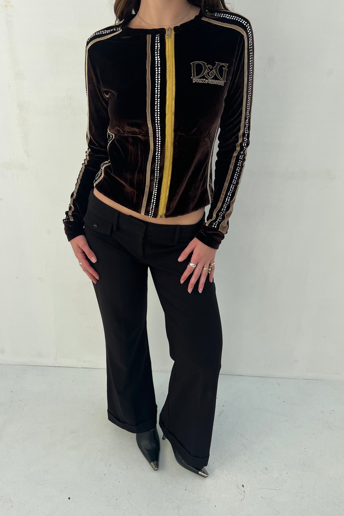 Vintage Chocolate Strass Velvet Cardigan
