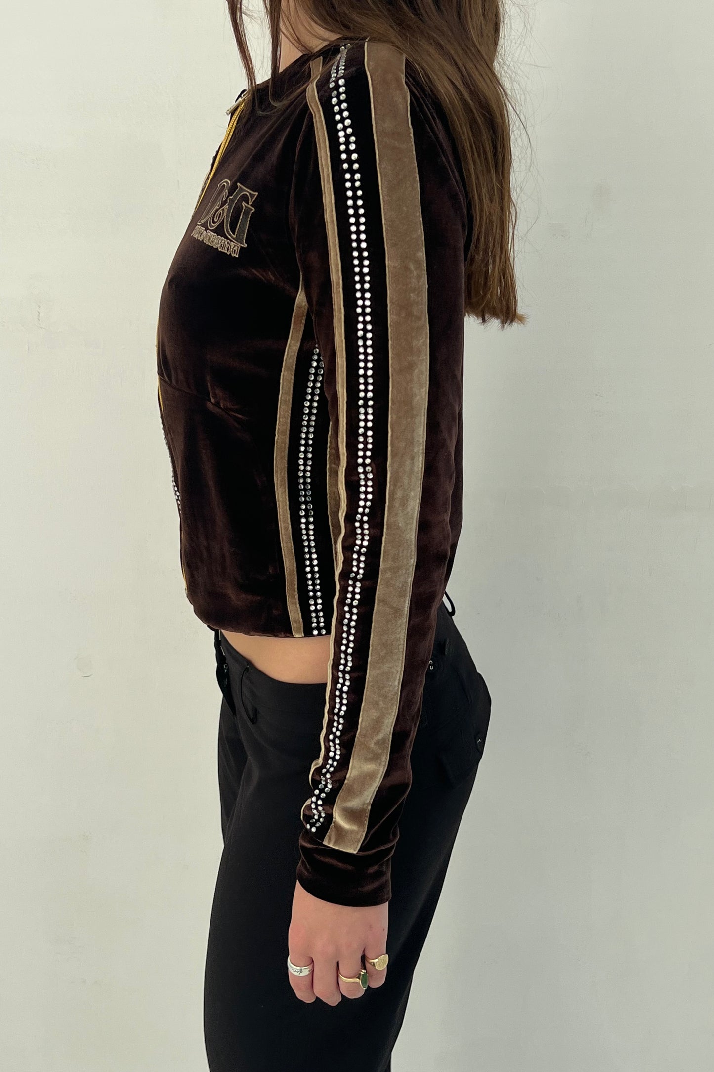 Vintage Chocolate Strass Velvet Cardigan