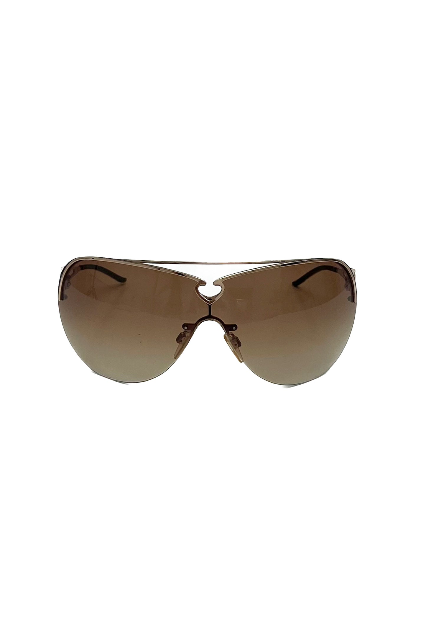Brown & Gold Mini Heart Mask Sunglasses