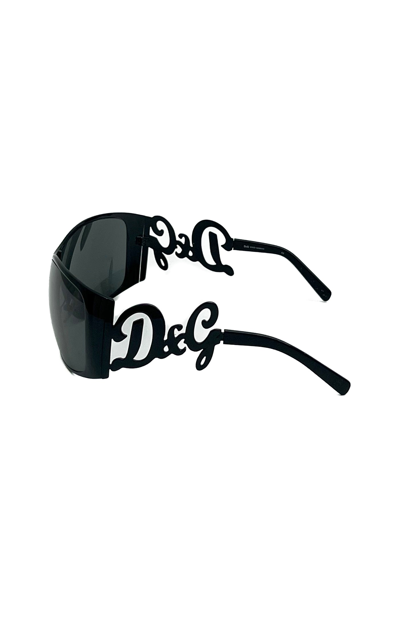 Vintage All Black Logo Arms Mask Sunglasses