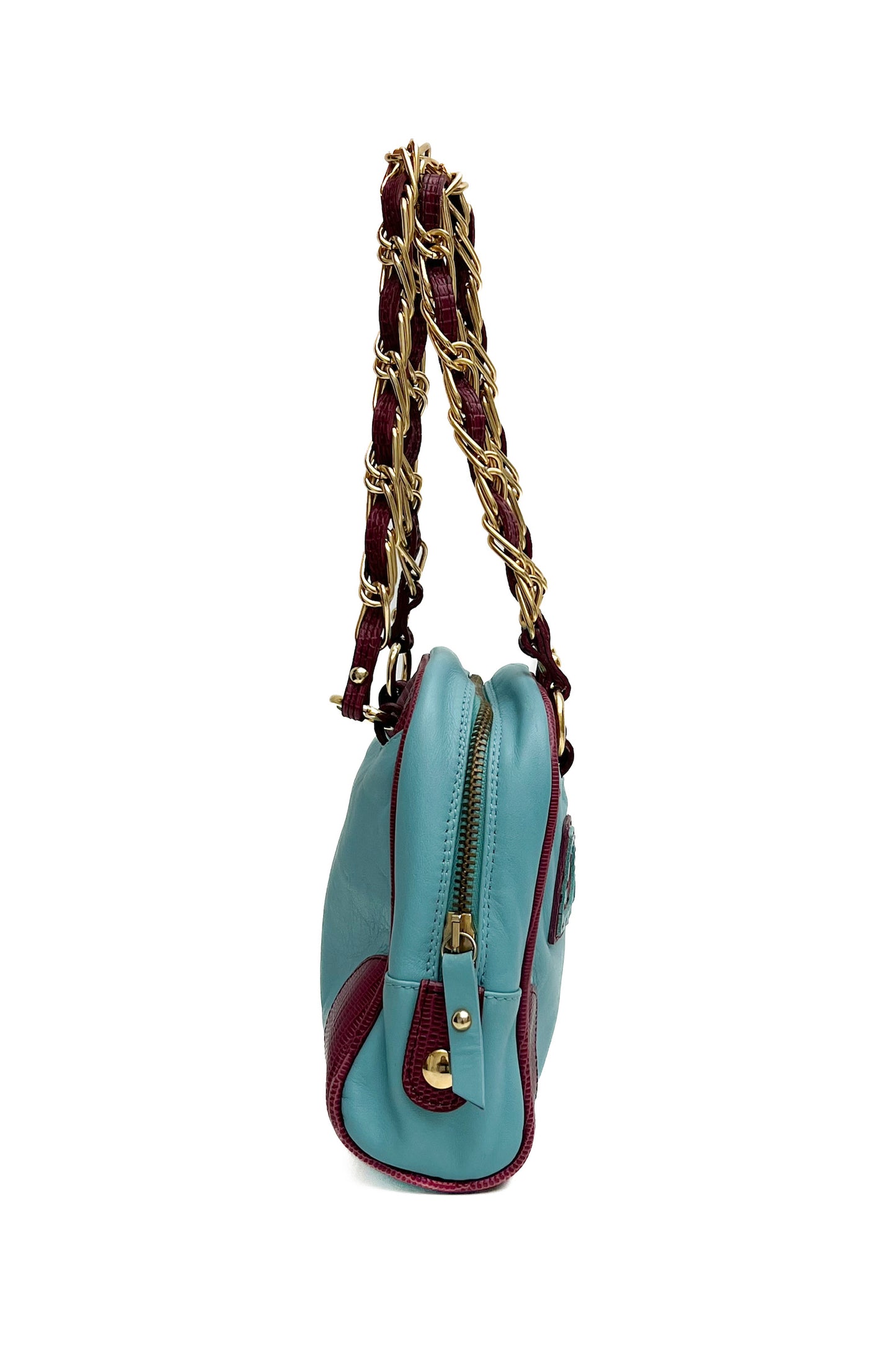 Vintage D&G Turquoise & Burgundy Mini Logo Bowling Bag