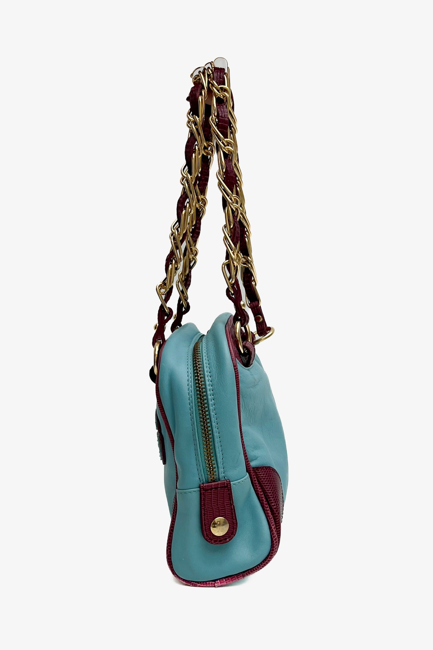 Vintage D&G Turquoise & Burgundy Mini Logo Bowling Bag