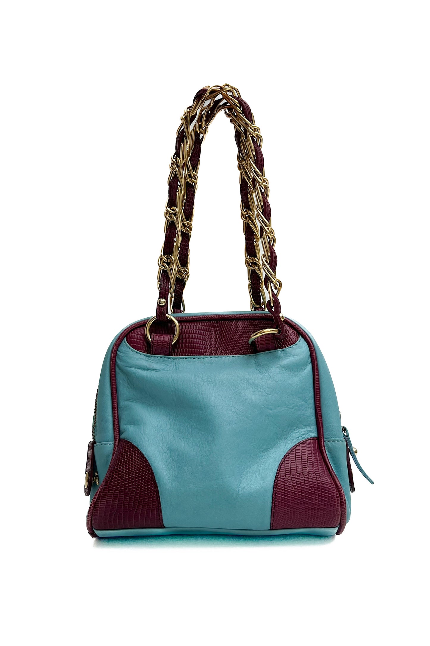 Vintage D&G Turquoise & Burgundy Mini Logo Bowling Bag