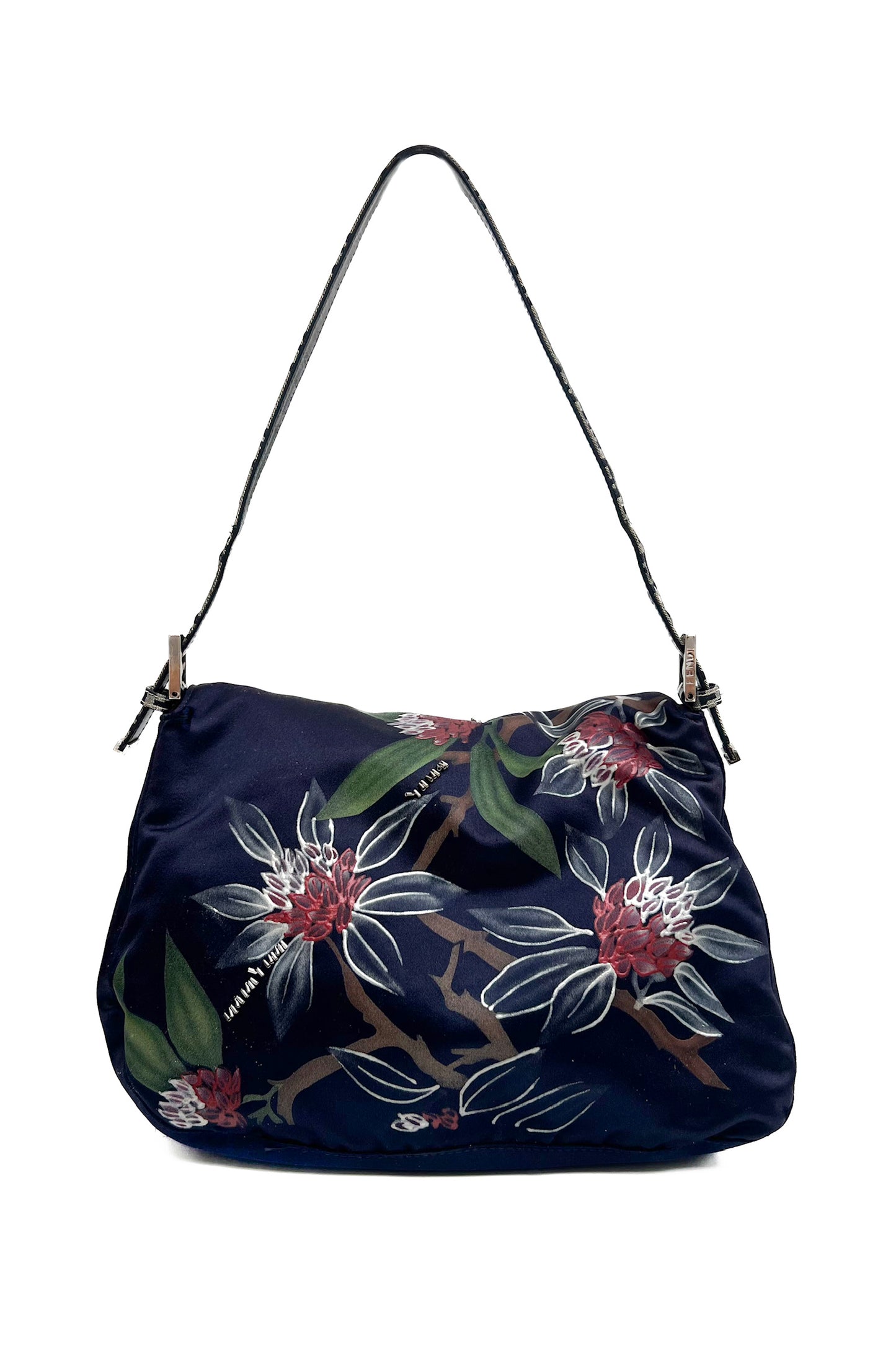 Vintage Navy Satin Floral & Beads Mama Baguette
