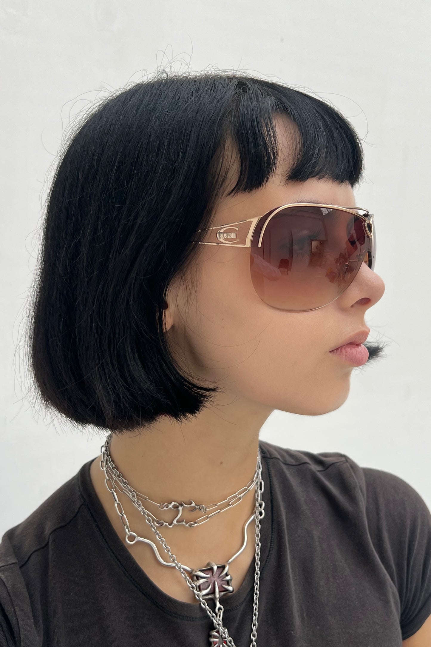 Brown & Gold Mini Heart Mask Sunglasses