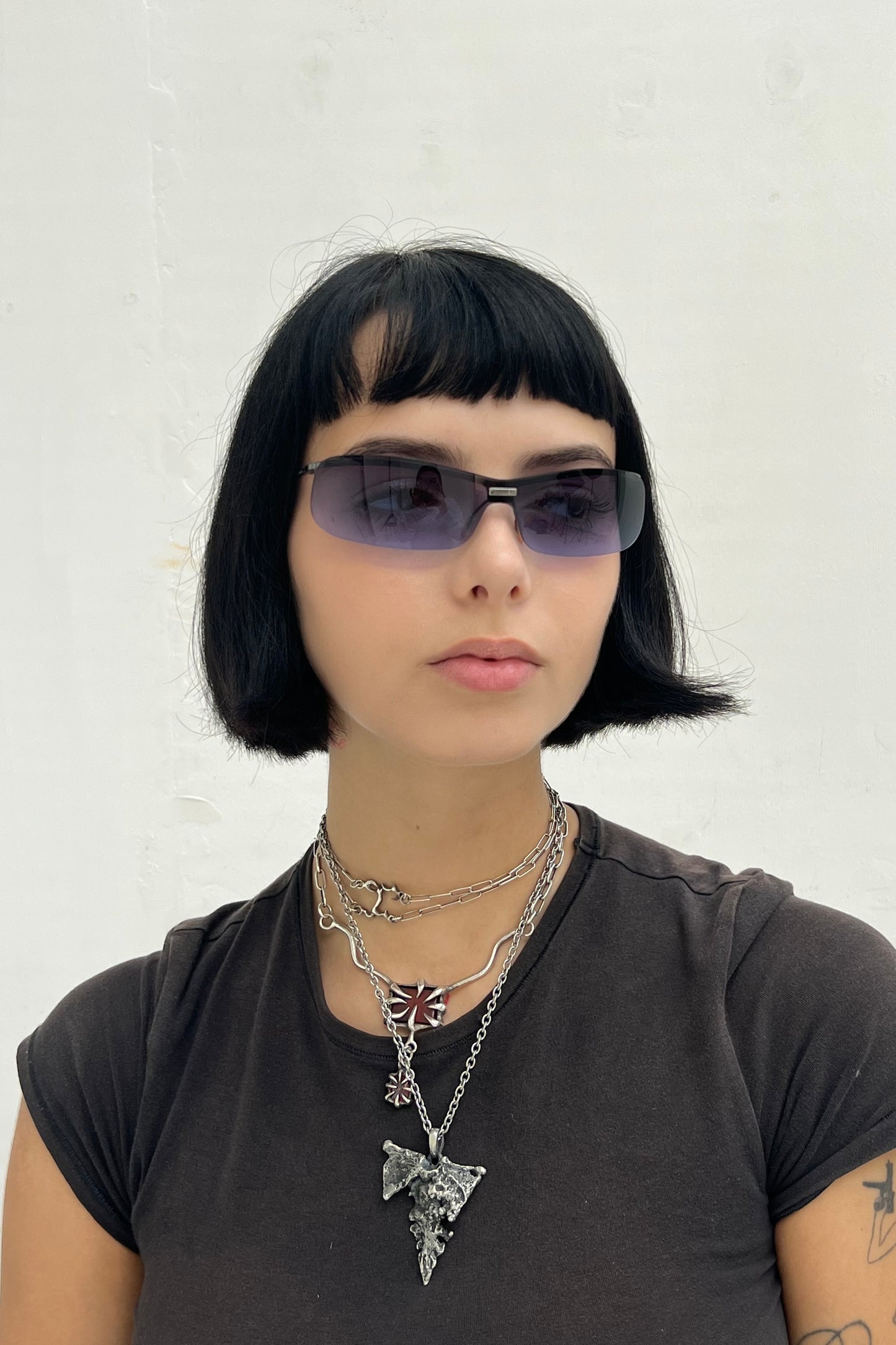 Vintage Purple Rimless Speedy Sunglasses