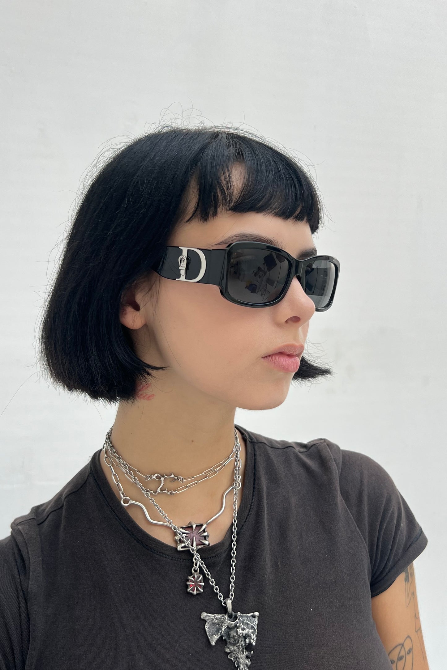 Vintage Black Silver Logo Cottage 3 Sunglasses