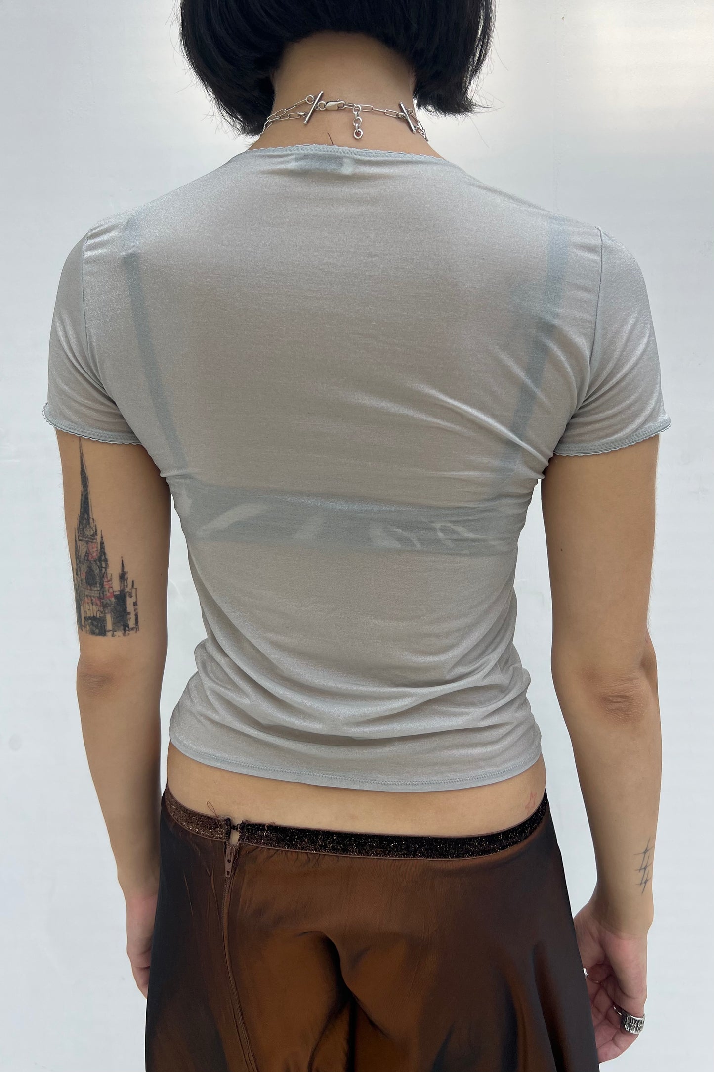 Vintage Grey Basic Sheer Tee