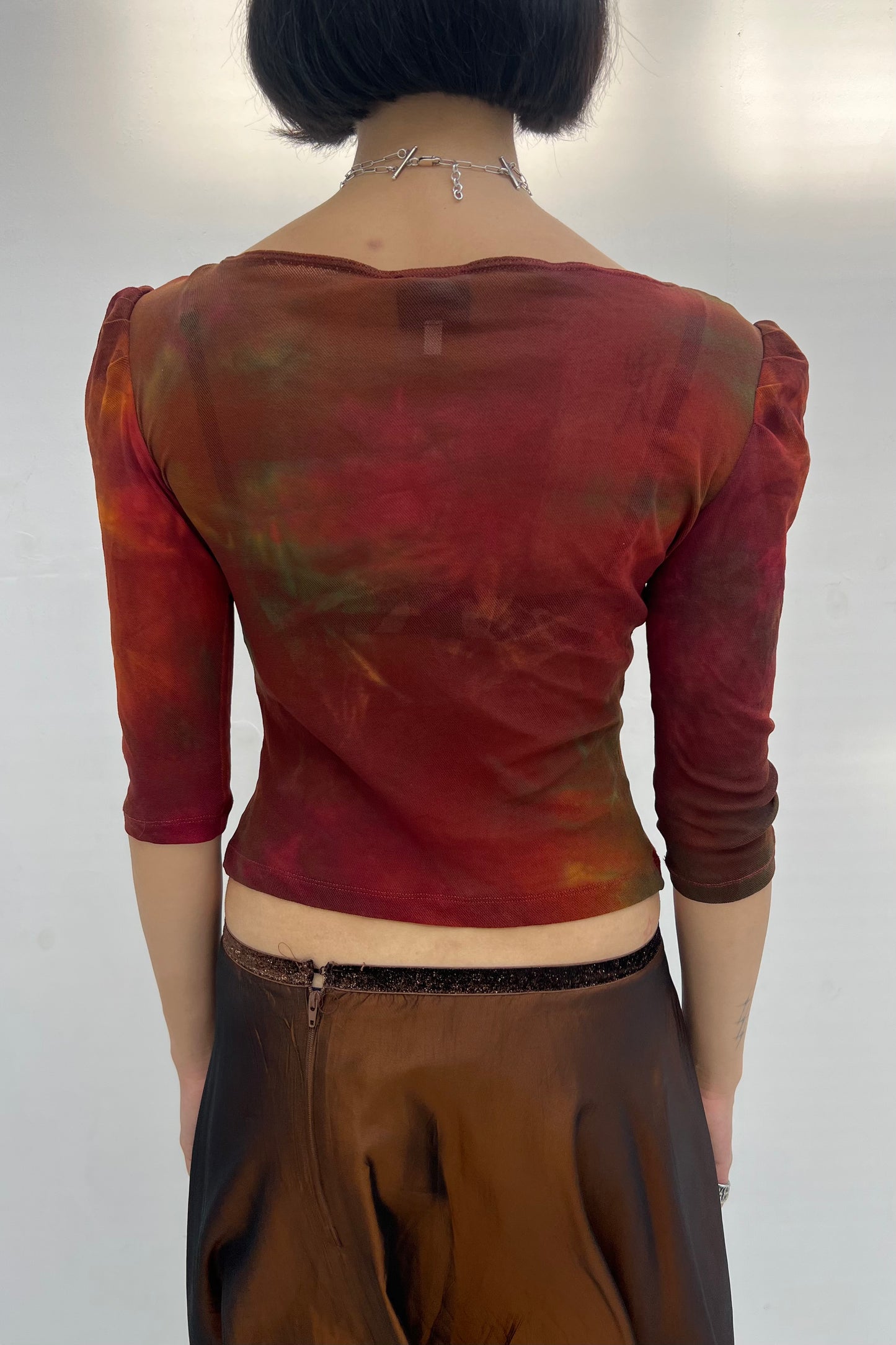Vintage Brown Melange Mesh Top
