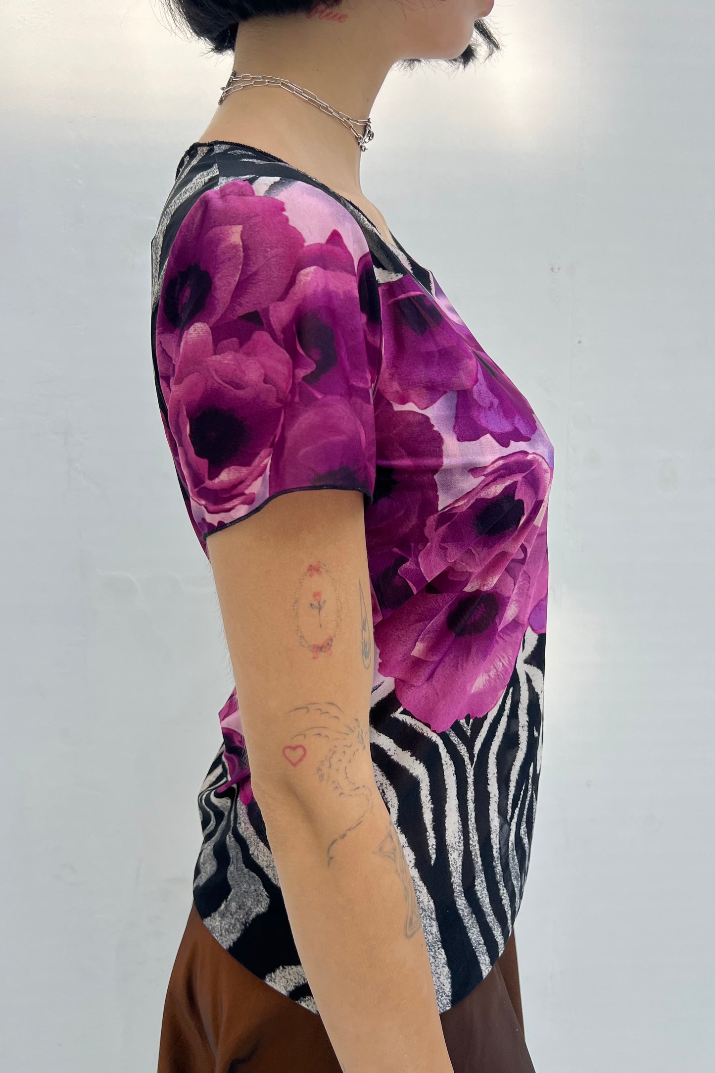 Vintage Sheer Zebra & Roses Tee