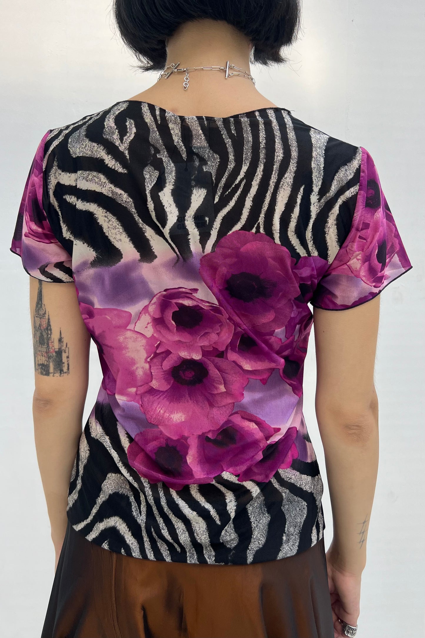 Vintage Sheer Zebra & Roses Tee