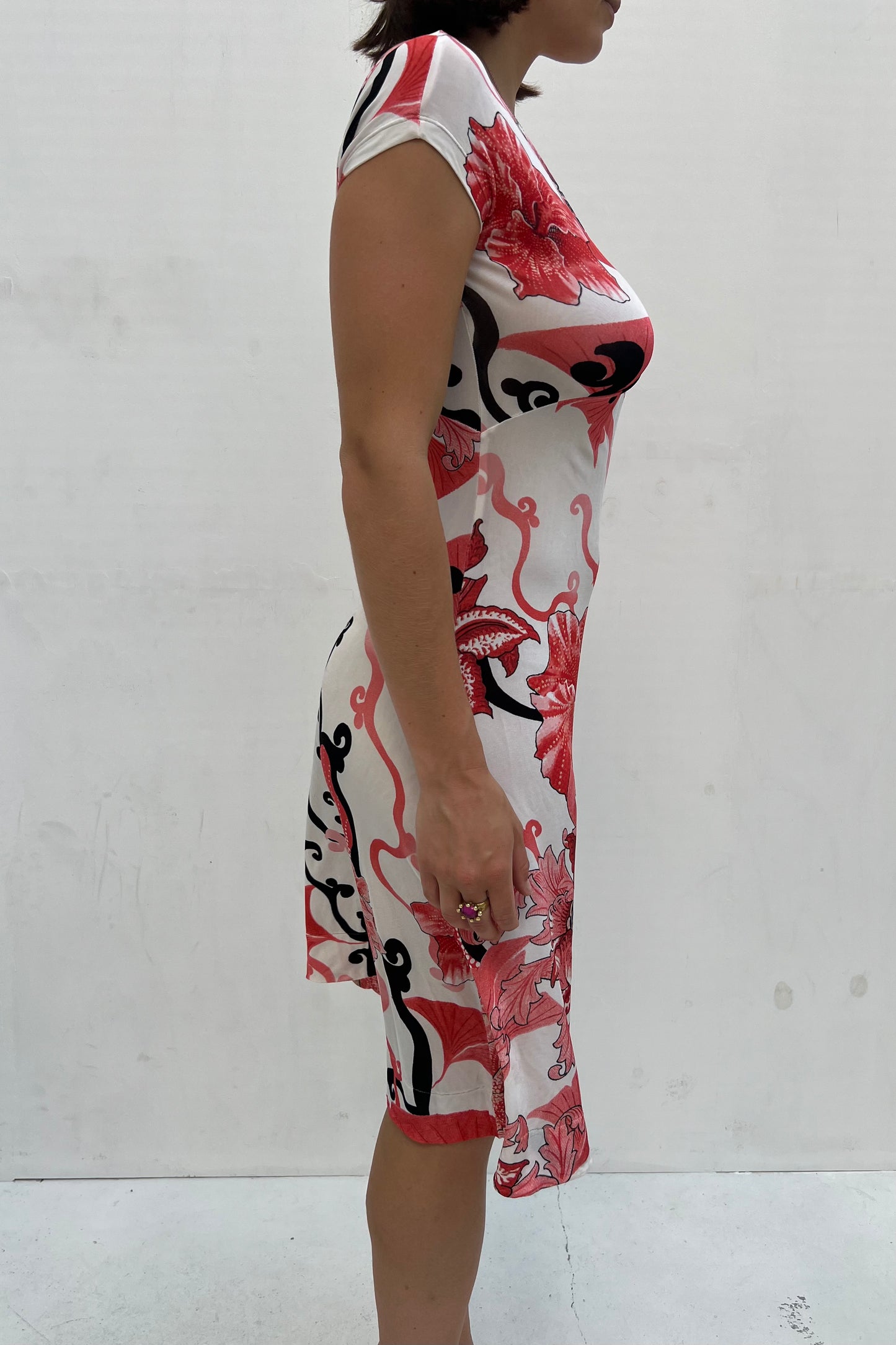 Vintage Coral Floral Dress
