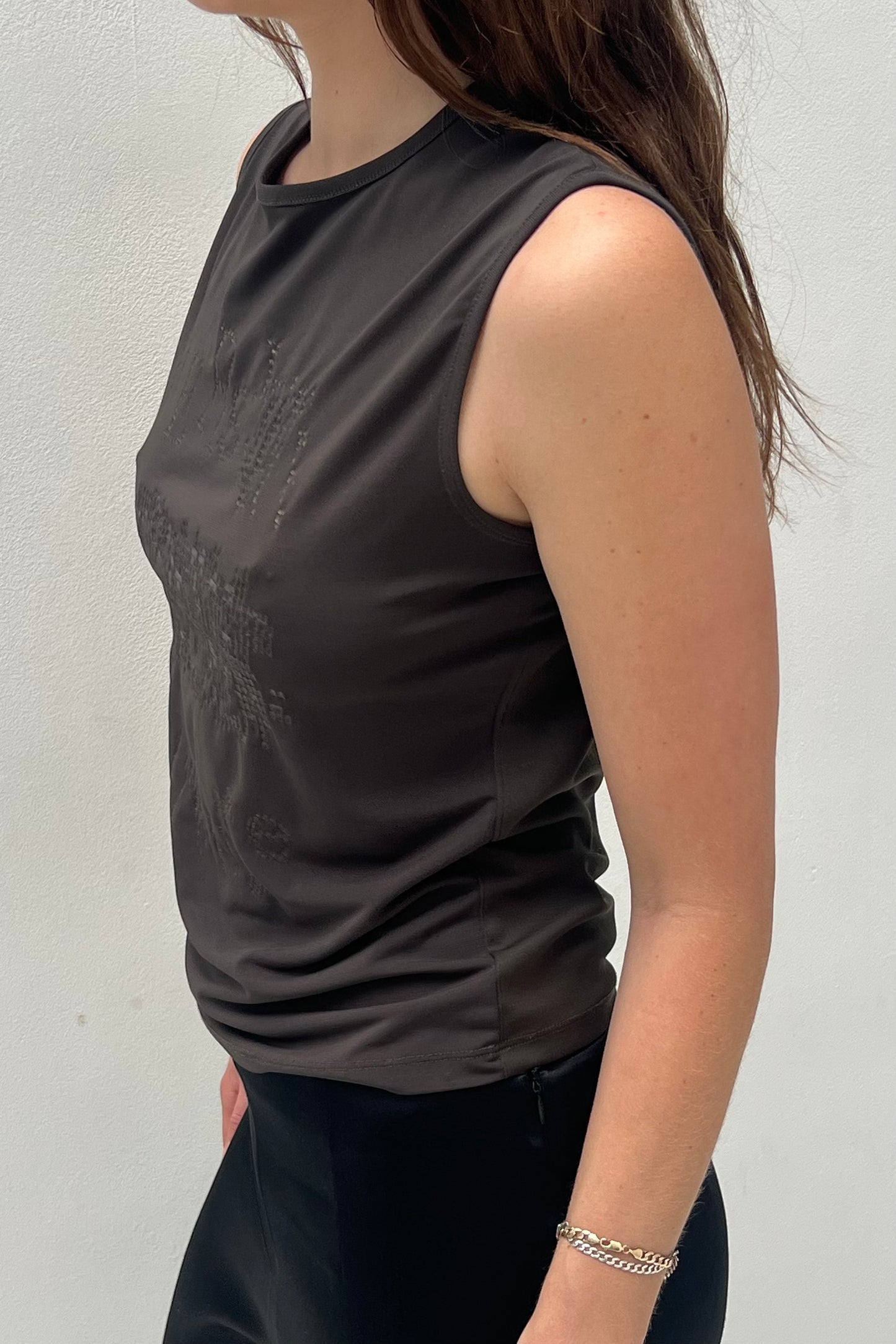 Vintage Brown Bronze Print Top