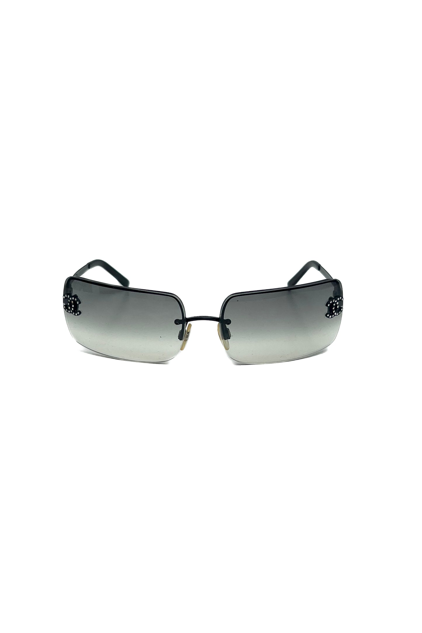 Vintage Black & Transparent Diamante Sunglasses