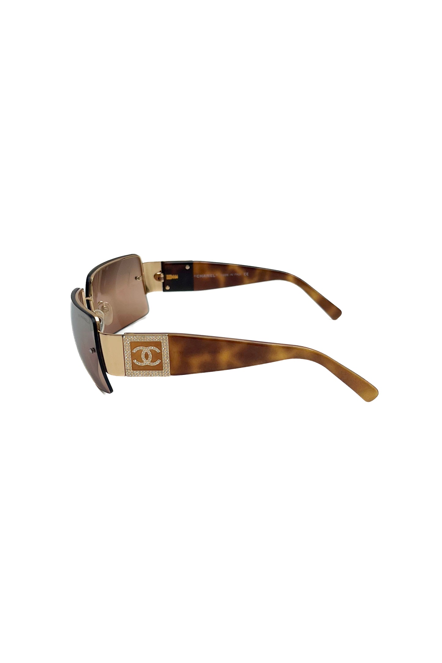 Vintage Golden Glow CC Strass Logo Sunglasses