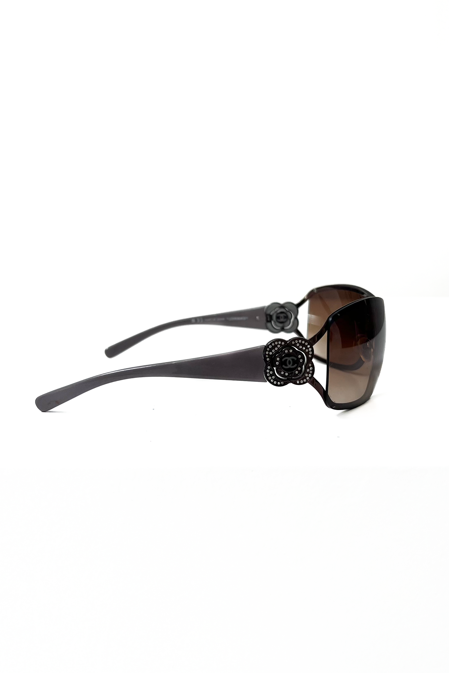 Vintage Brown Strass Camelia Mask Sunglasses