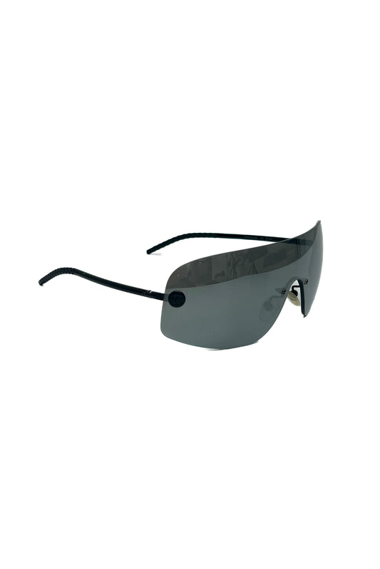 Vintage All Black Rimless Visor Sunglasses