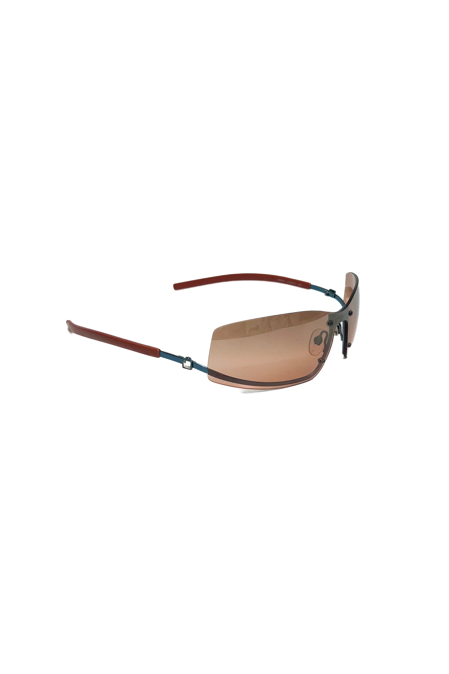 Vintage Orange Strass Detail Rimless Speedy Sunglasses