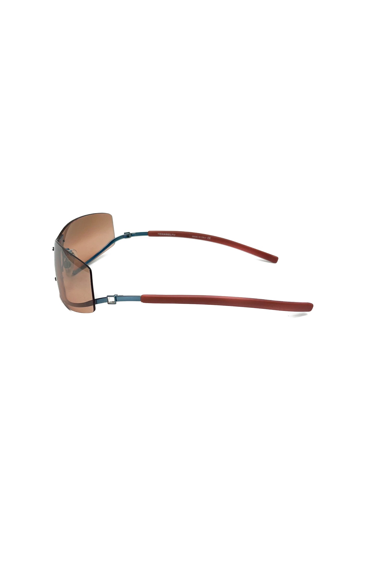 Vintage Orange Strass Detail Rimless Speedy Sunglasses