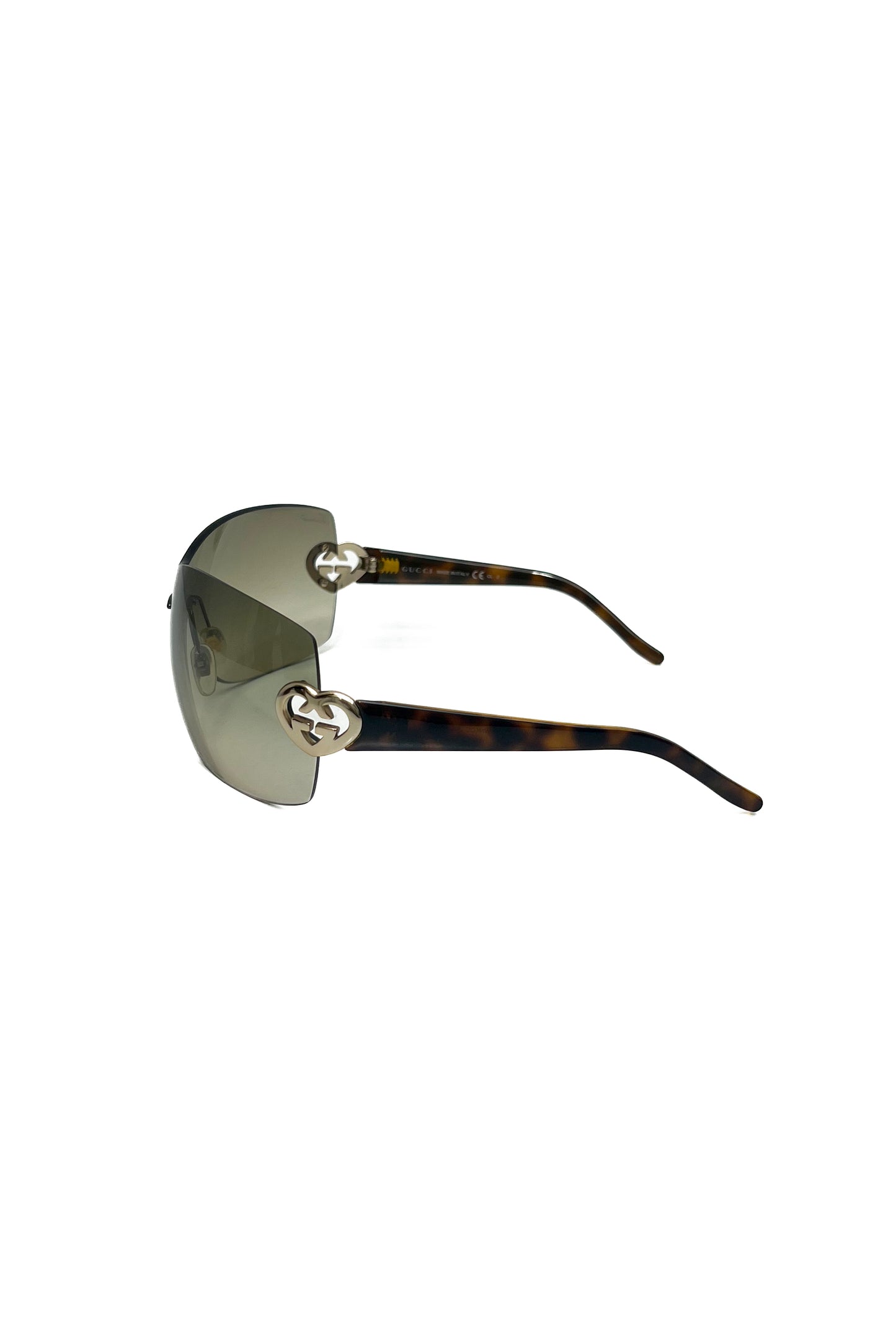 Vintage Tortoise Heart Logo Mask Sunglasses