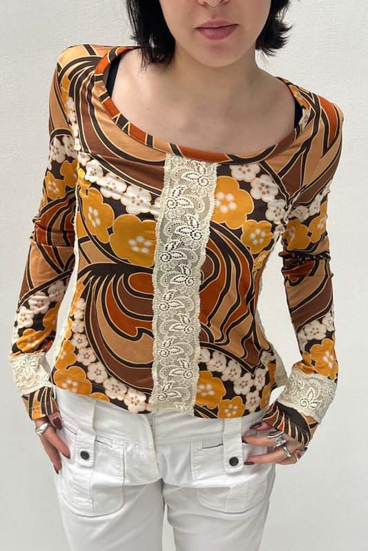 Vintage 70s Print & Lace Longsleeve
