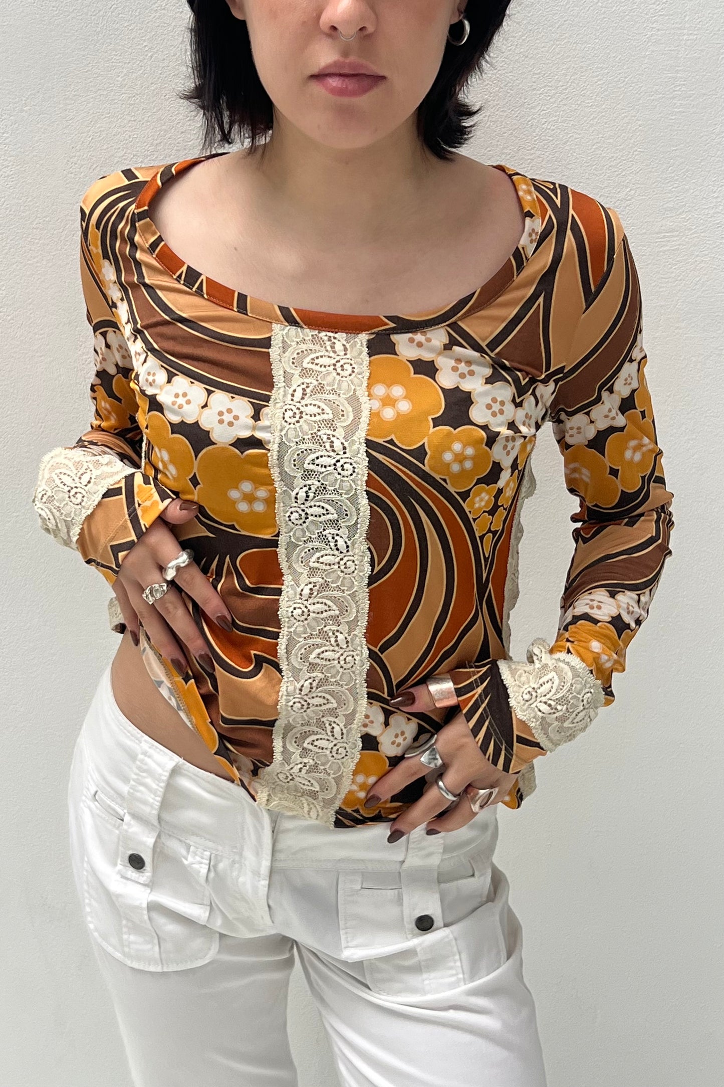 Vintage 70s Print & Lace Longsleeve