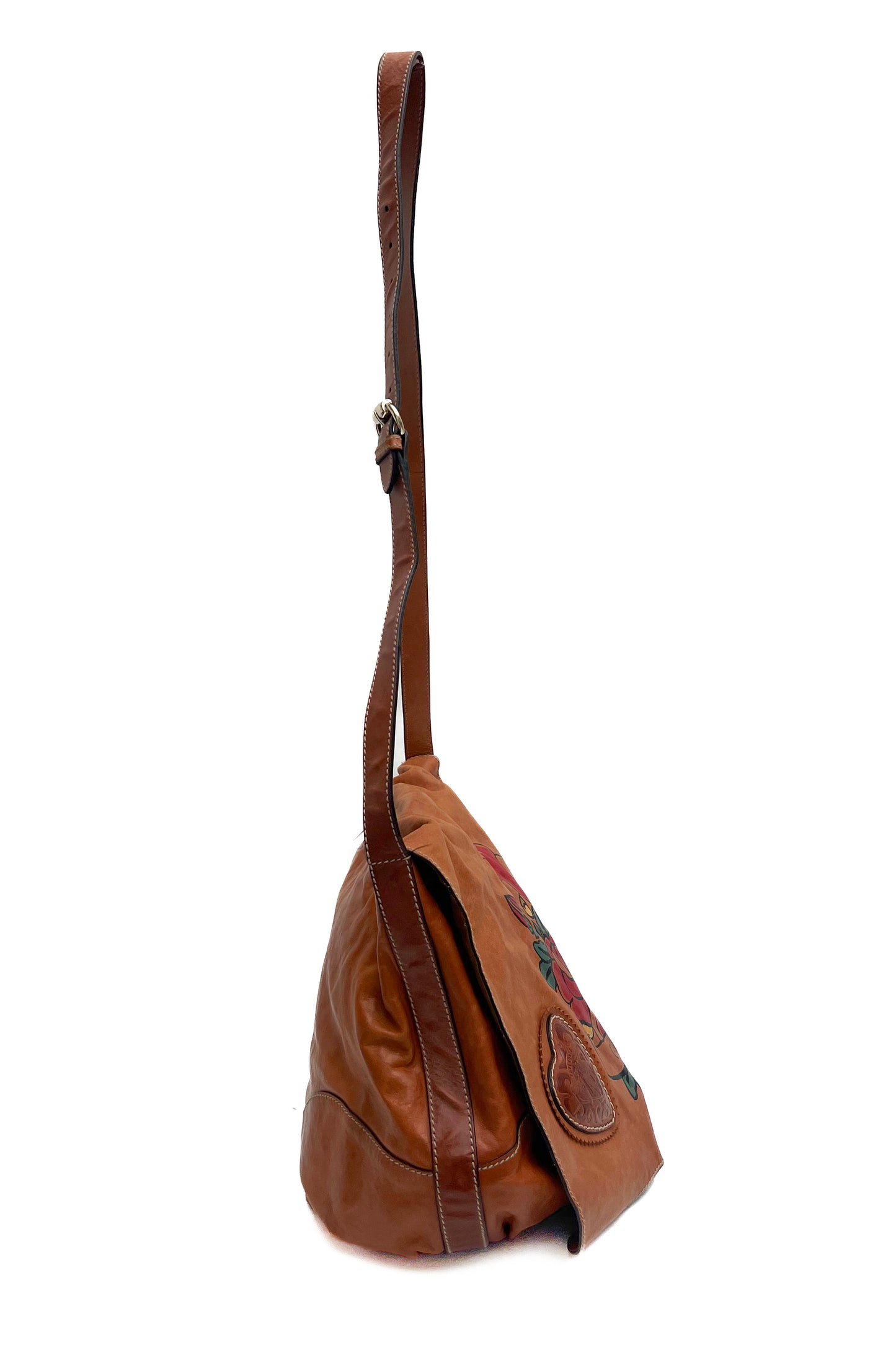Vintage Leather Tattoo Print Cross Body Bag