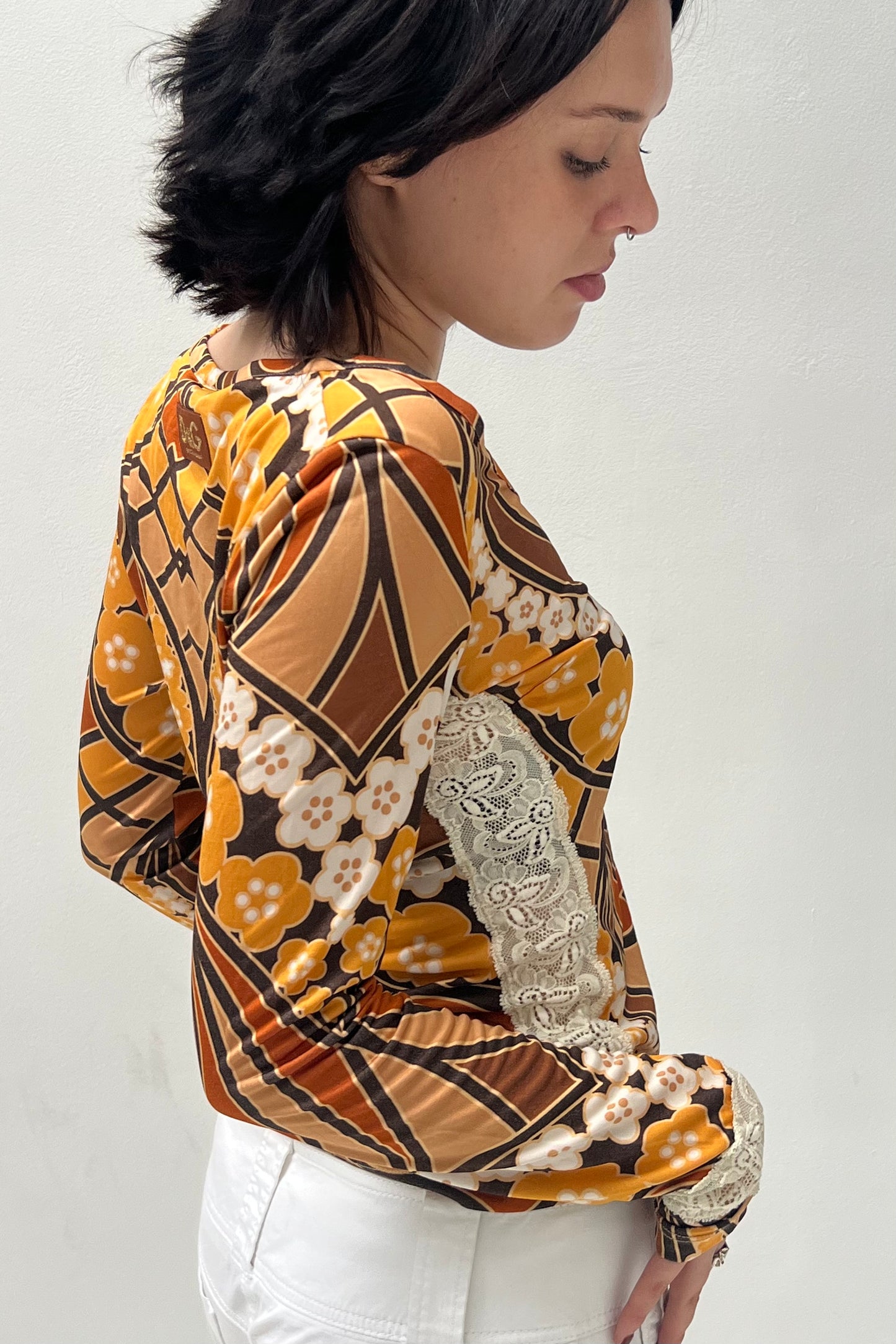 Vintage 70s Print & Lace Longsleeve